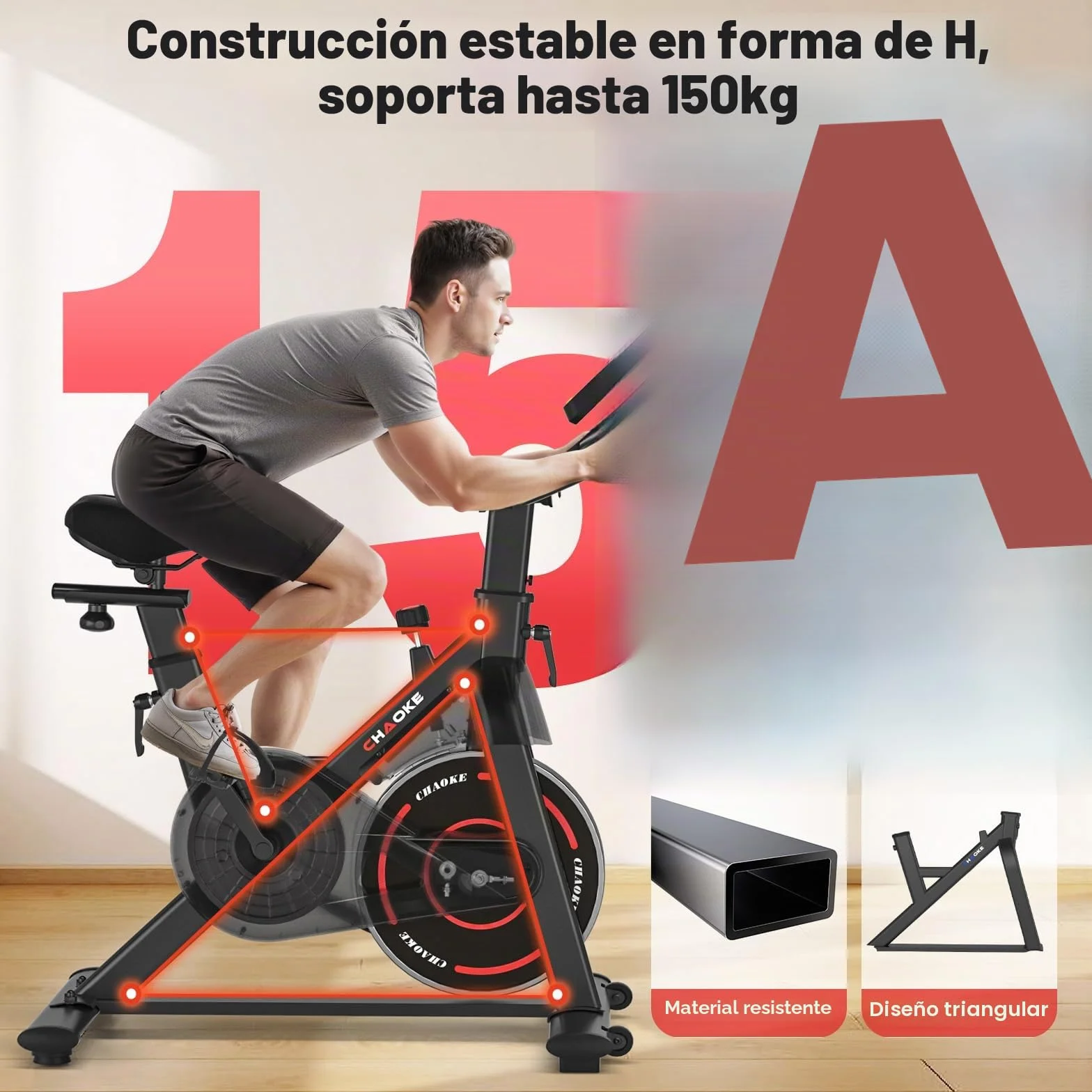 CHAOKE Bicicleta Estática Magnética con APP, Bicicleta de Spinning Profesional para Casa, Entrenamiento de Ciclo Indoor Silencioso, Asiento Ergonómico, Pantalla LCD, Carga 150kg