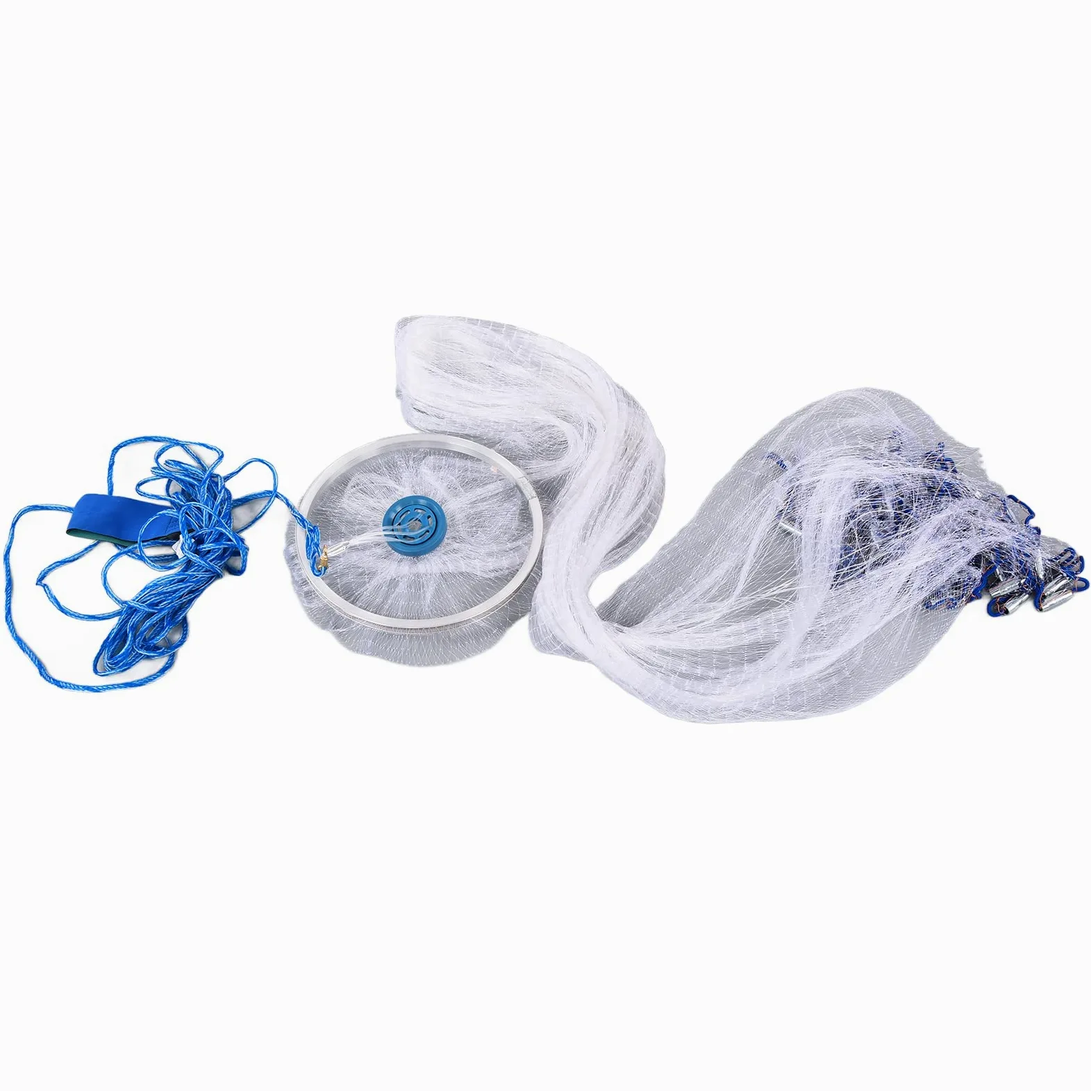 Aramox Red de Pesca de Nailon de 13,8 Pies de Extensión, Cuerda de 10 M, Plomos de Acero, Diseño Flexible de Hundimiento Rápido para Estanques de Peces, Captura de Cebo Al Aire Libre para