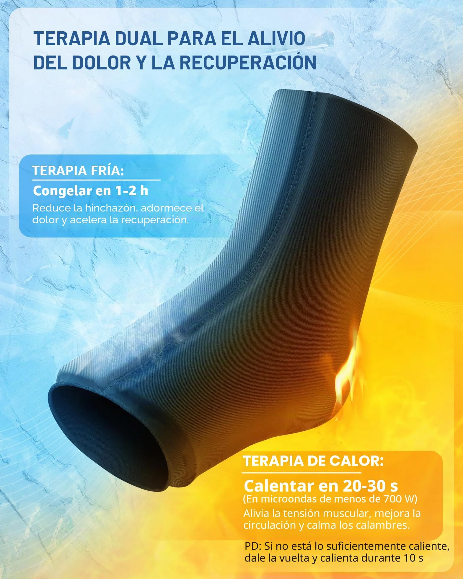 Tolaccea Funda de Hielo para Tobillo y Pie, Compresa de Gel Reutilizable para Terapias de Frío y Calor