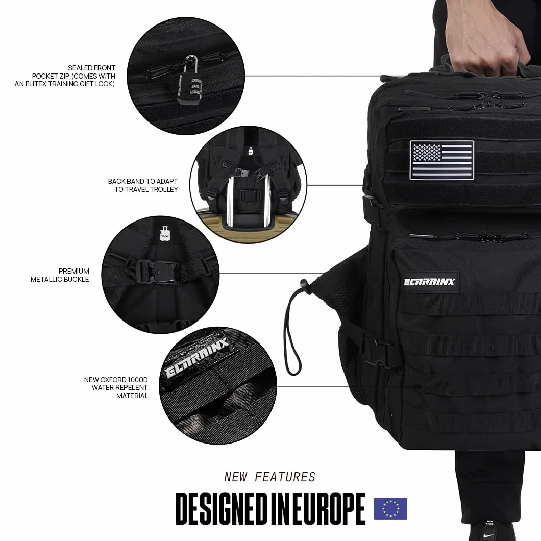 ELITRAINX Mochila Táctica 45L Oxford 1000D Repelente al Agua