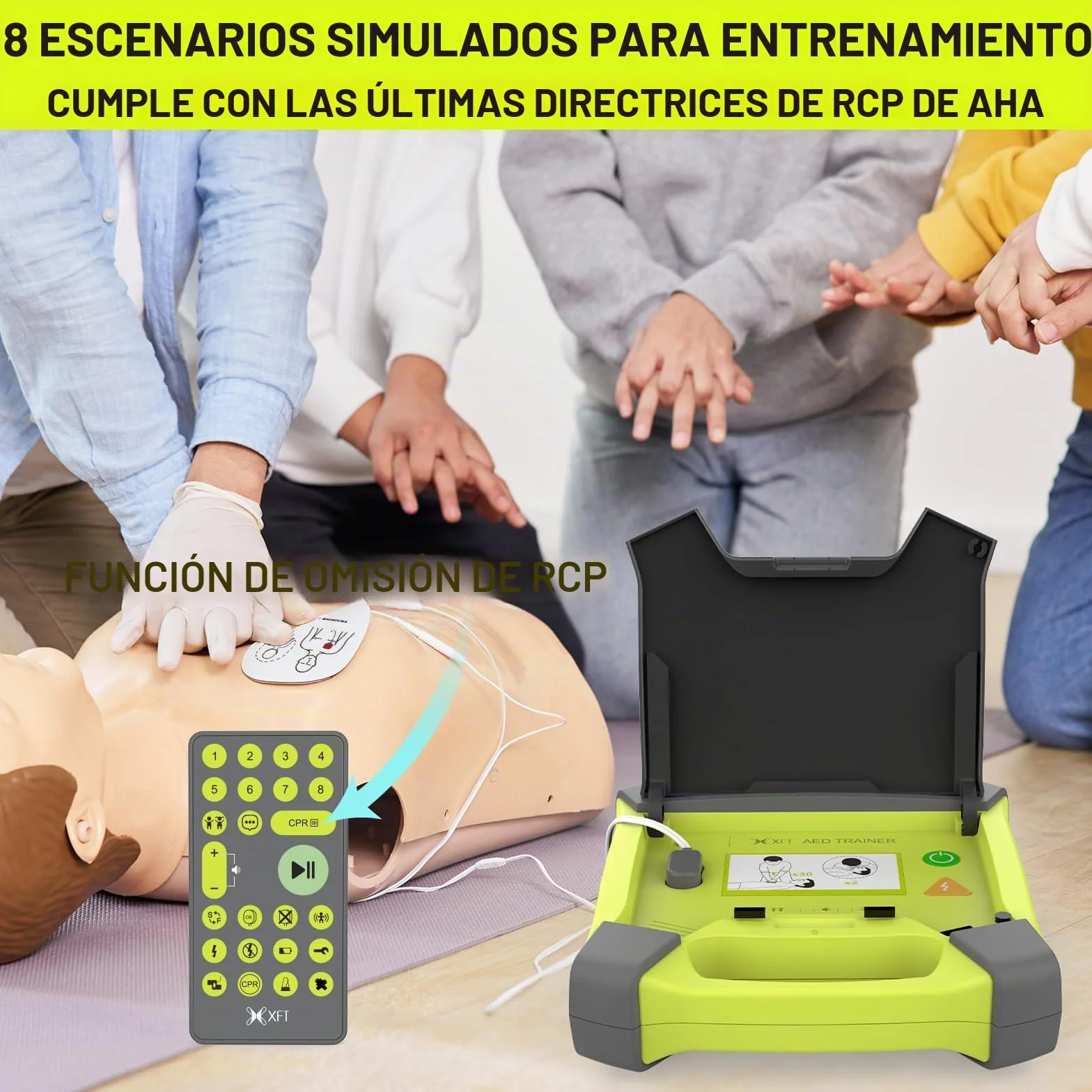 Desfibrilador Entrenamiento AED XFT 120GA Mando a Distancia 8 Escenarios