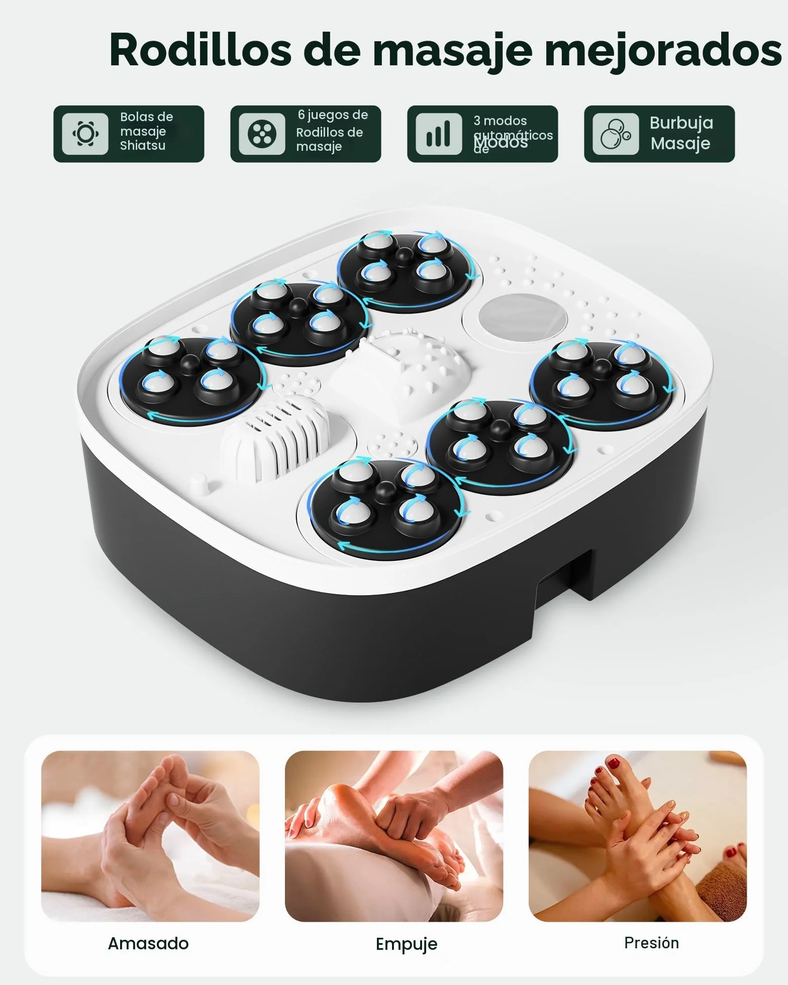 Snailax Bañera Spa Masajeador de pies con calor, Mando a distancia, Shiatsu, Plegable