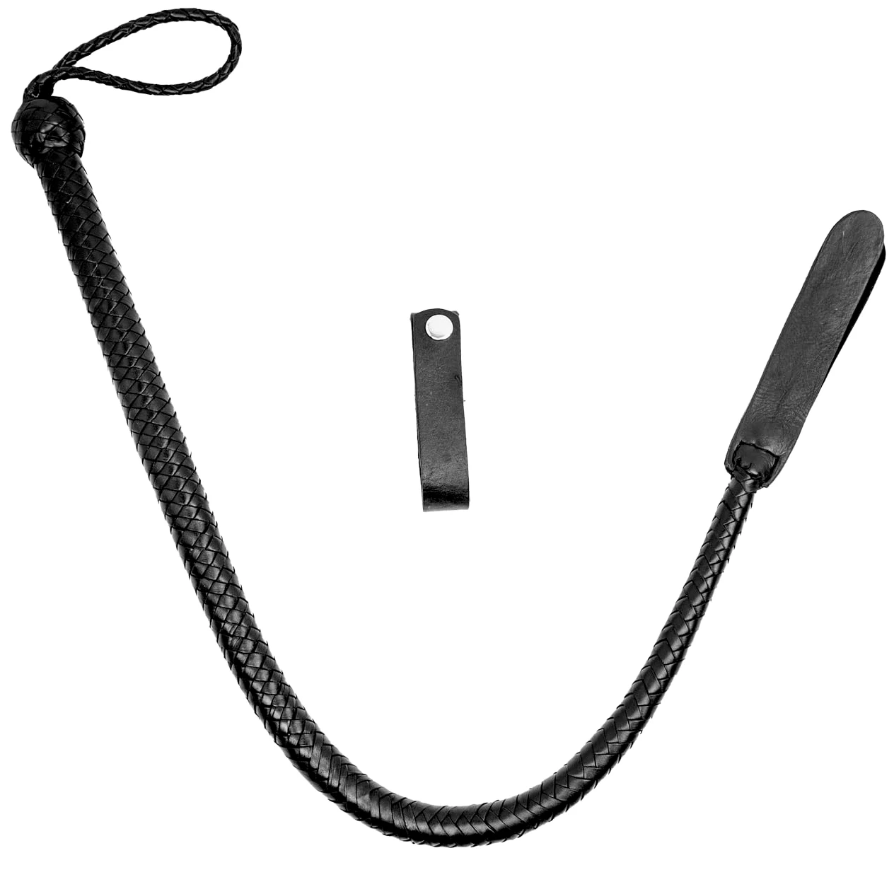 Látigo de Dos Colas Negro, 16 hebras de Trenzas de Cuero Trenzado, 3 pies/0,90 Metros, Cultivo para Montar a Caballo, Agarre Firme Antideslizante Ecuestre