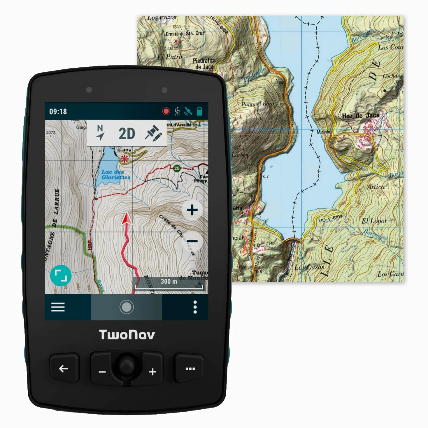 TwoNav Aventura 2 Plus + Mapa España Topo Completo, GPS de Mano con Pantalla Amplia 3.7 Pulgadas, Botones y Joystick para montaña, Alpinismo, Trekking o Senderismo con mapas incluidos. Color Turquesa