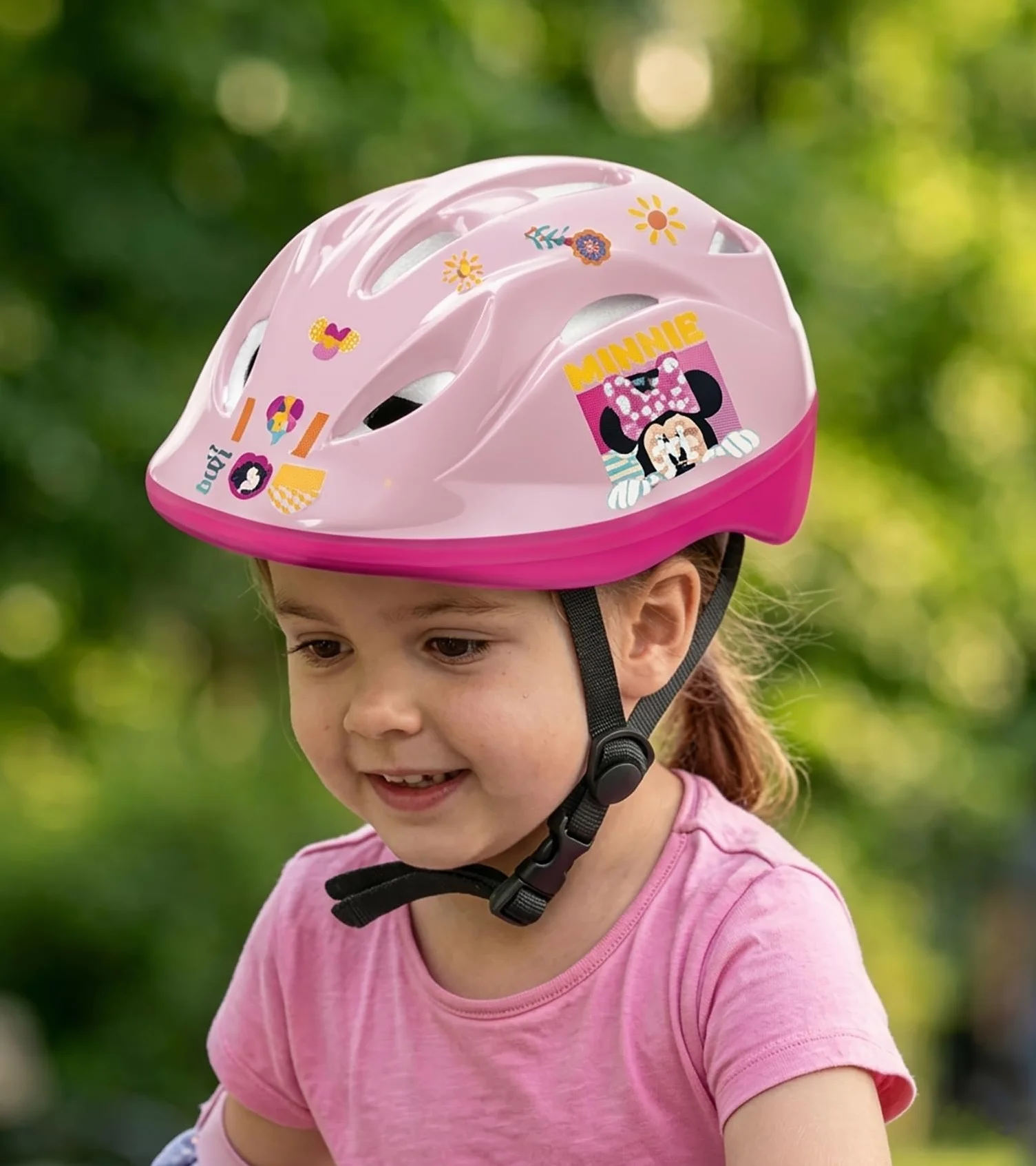 Mondo CASCHETTO-28747, Toys-Minnie Disney Helmet Casco de protección Ajustable de 52 a 56 cm para Bicicletas, patinetes, monopatín niña, Multicolor, Talla única