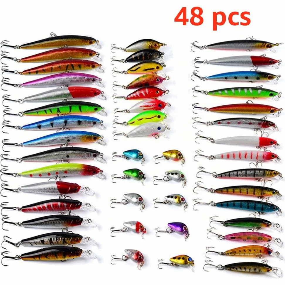 48PCS Cebo de Pesca Señuelos de Pesca con Ganchos Cebos Artificial Swimbait Manivela Cebo Cucharillas Pesca Accesorios Aparejos De Pesca para la Pesca #2