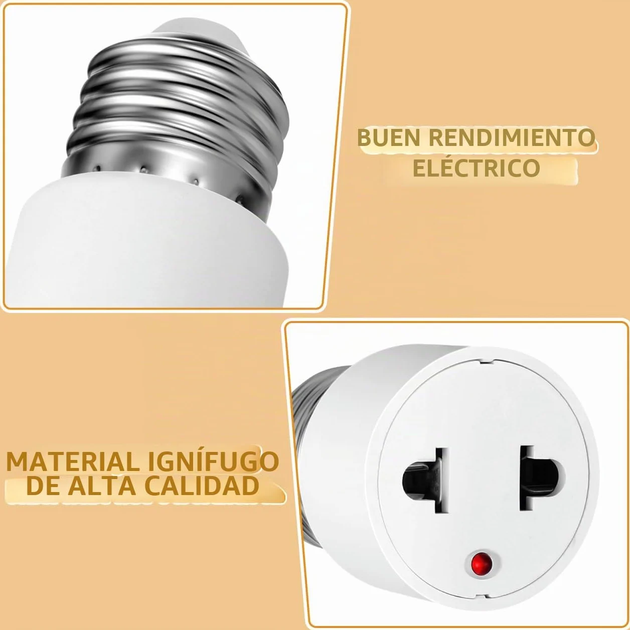 Veemoon Adaptador de enchufe de bombilla E27 2 pines 2 unidades