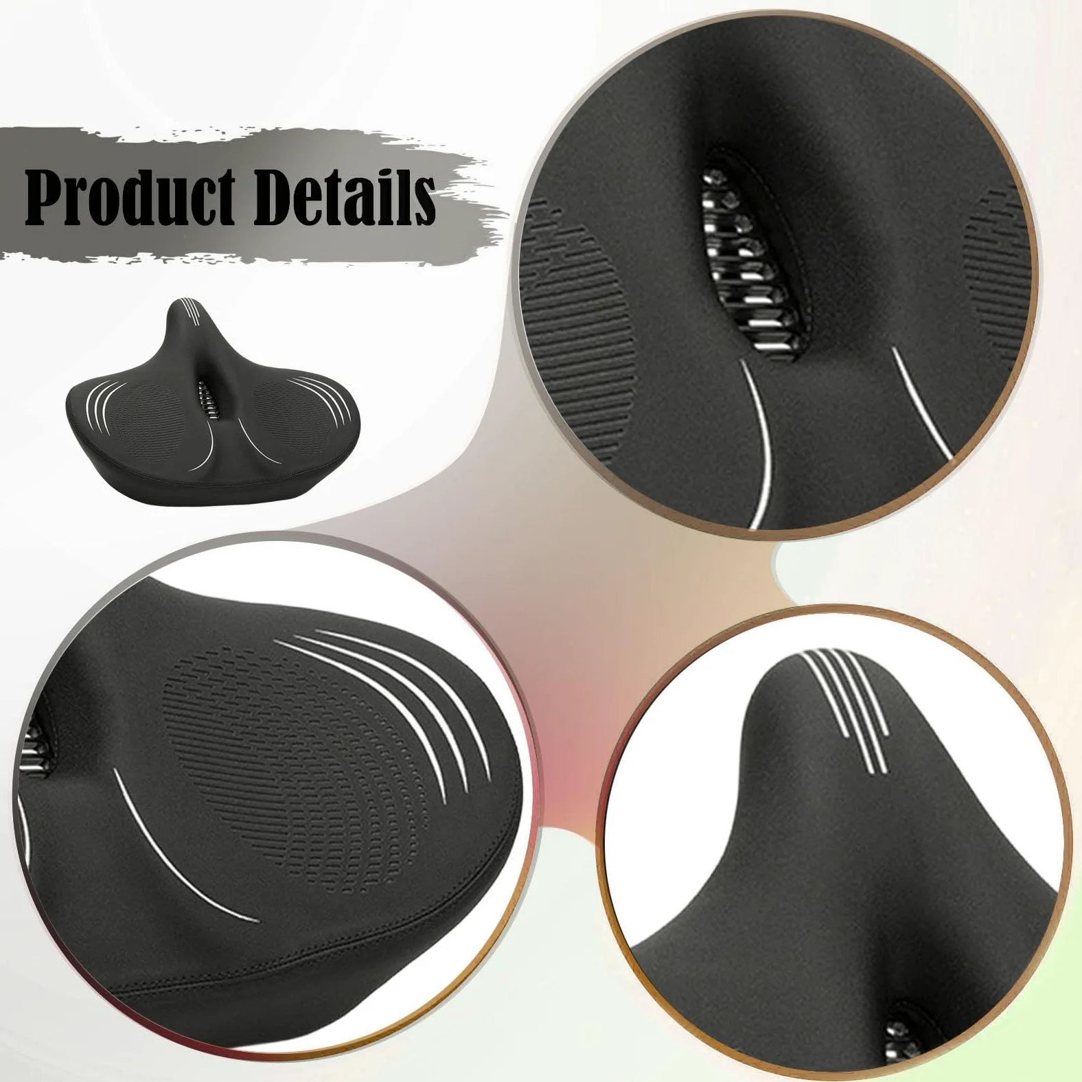 Amagogo Asiento de Bicicleta, sillín de Bicicleta de Gran tamaño, agrandado, Ancho, cómodo, con absorción de Impactos, para Ejercicio, Ocio, Ciclismo en