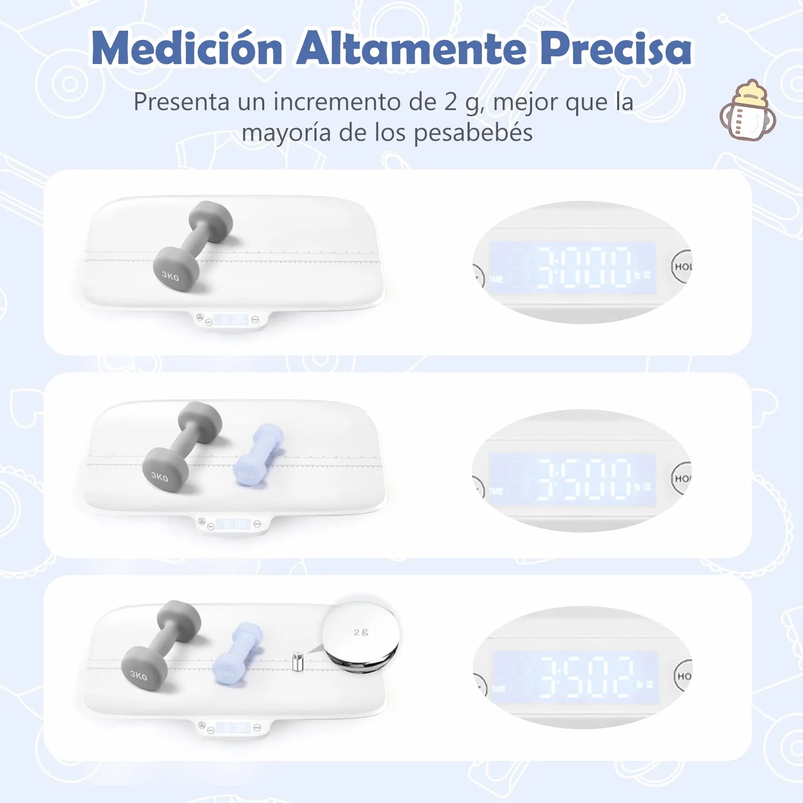 COSTWAY Báscula Bebé Digital Multifuncional con 4 Modos de Medición, Pantalla LCD para Bebés y Mascotas