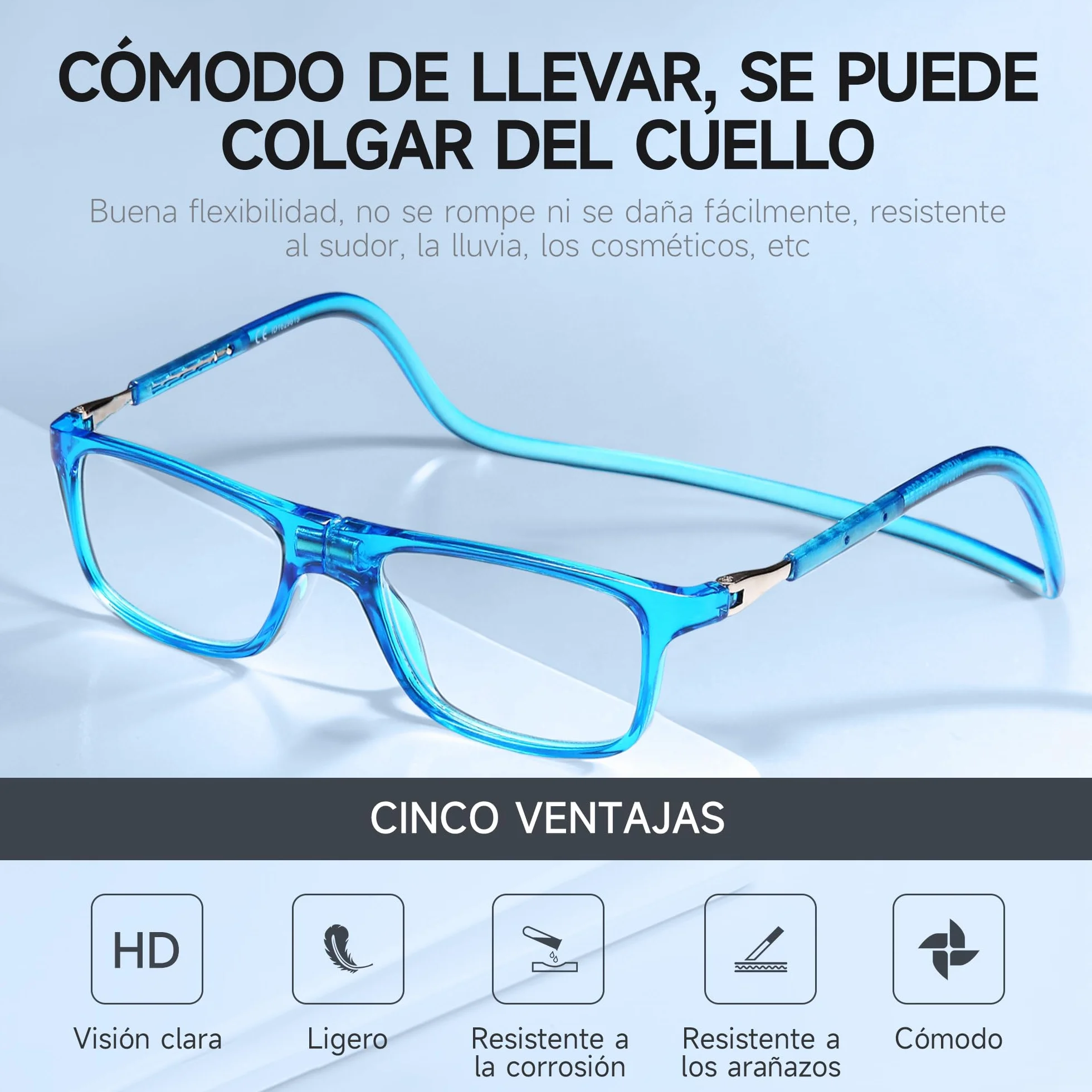 NEW VISION Gafas Presbicia Hombre 5 Pack, Cierre Imán, Longitud Ajustable, NV2904
