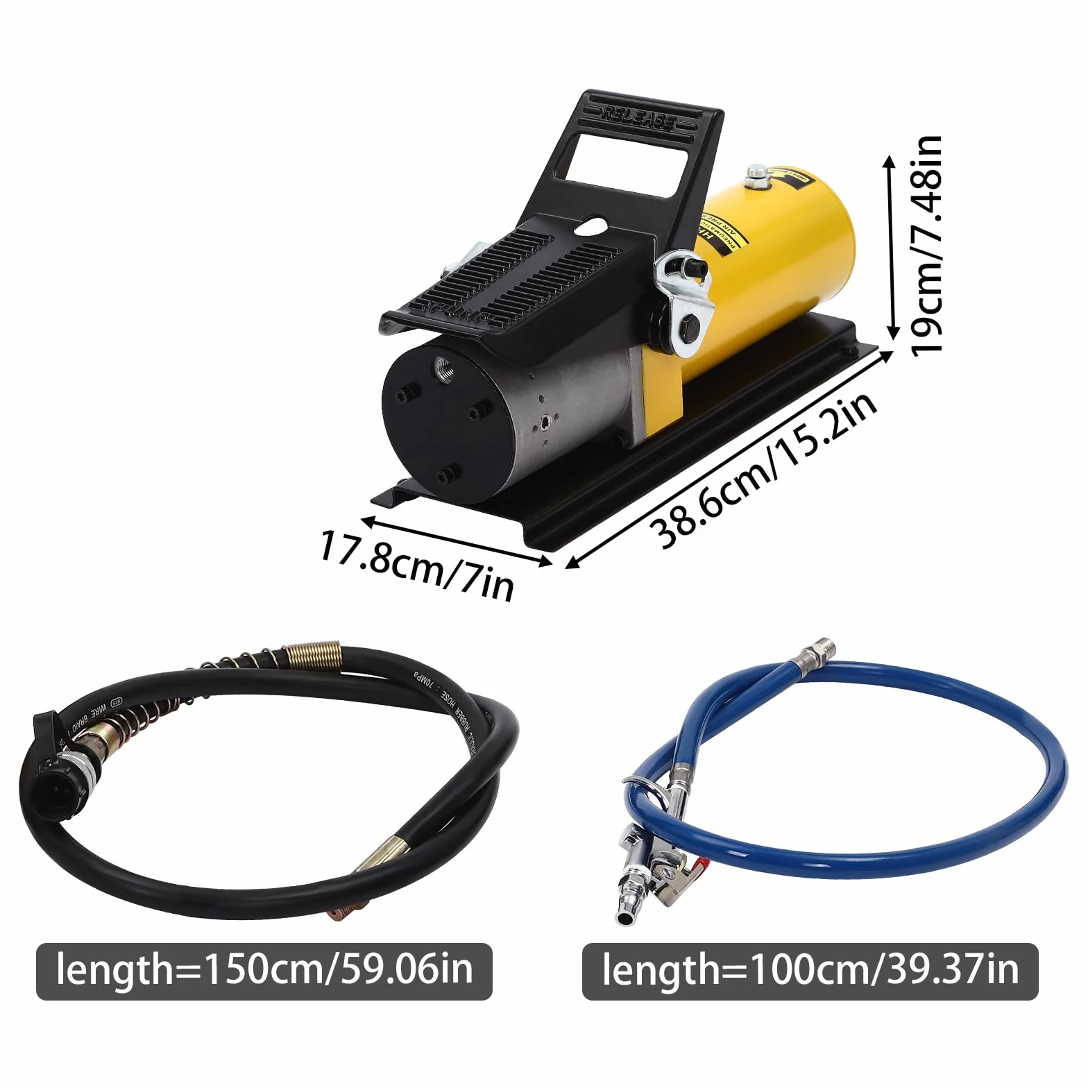Bomba hidráulica de aire 10000PSI, bomba hidráulica de aire comprimido, bomba de pie Porta Power de 10 toneladas con manguera de 1,5 m