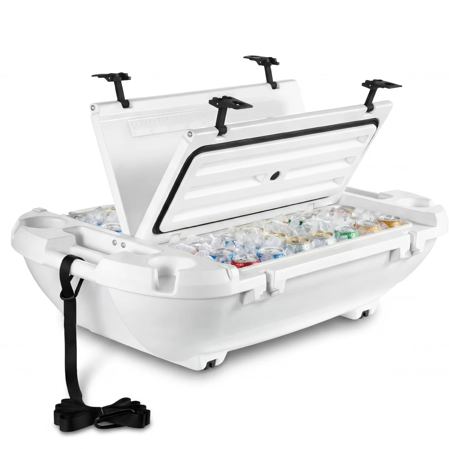 VEVOR Nevera Flotante 37,9 L Enfriador Flotante para Agua y Tierra con Carcasa Rígida Aislada, Portavasos, Asas Laterales, Cuerda de Remolque para Playa Piscina Lago Barco Bebida Hielo, Color Blanco