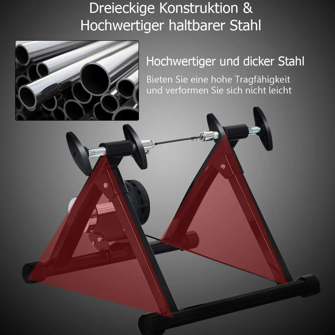 Rodillo de entrenamiento para bicicletas, rodillo de entrenamiento para bicicletas de 26-28 pulgadas, bicicleta estática plegable, cargable hasta 150 kg, fabricado en acero, incl. Soporte Rueda D