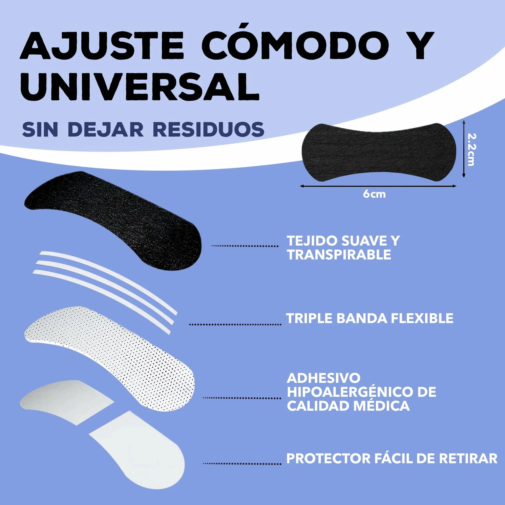 Tiras Nasales Antirronquidos para Dormir 60 Pack - Nasal Strips Respirar Mejor