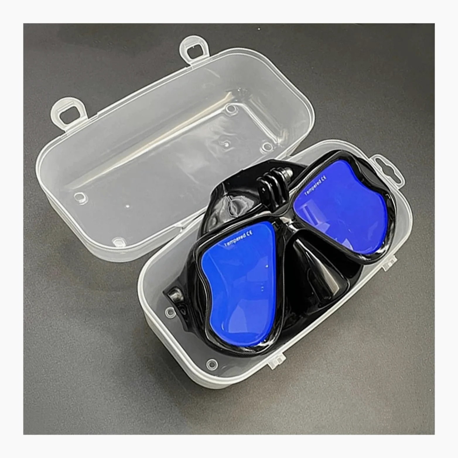 Kit de de Buceo Cómoda máscara de natación de Silicona con Espejo y Soporte para cámara para Gafas de Buceo GoPro para Adultos Buceo(Black 2)