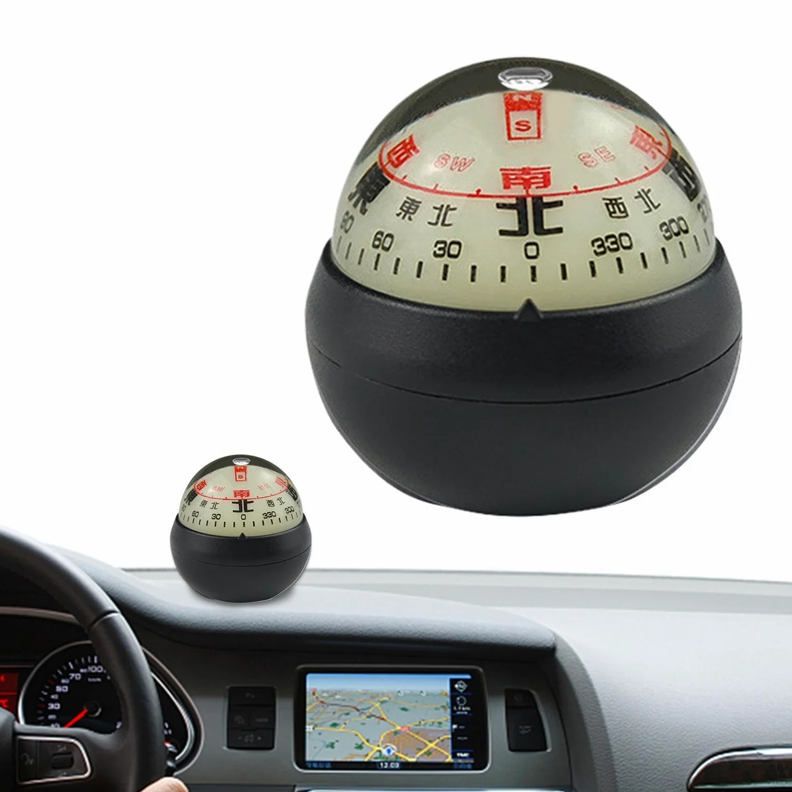Brújula Esférica para Salpicadero De Coche Doble Luminosa para Orientación | Indicador De Dirección Para Coche Y Para Coches s Navegación Exterior Senderismo Orientación Encontrar