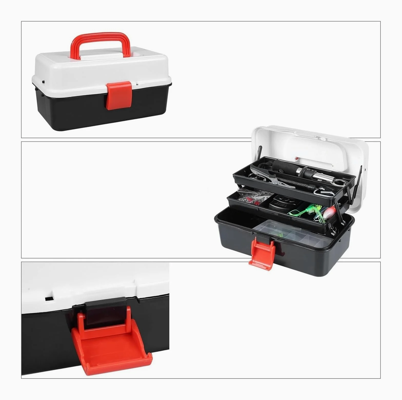 Caja de aparejos pesca 3 capas con kit señuelos 213 piezas