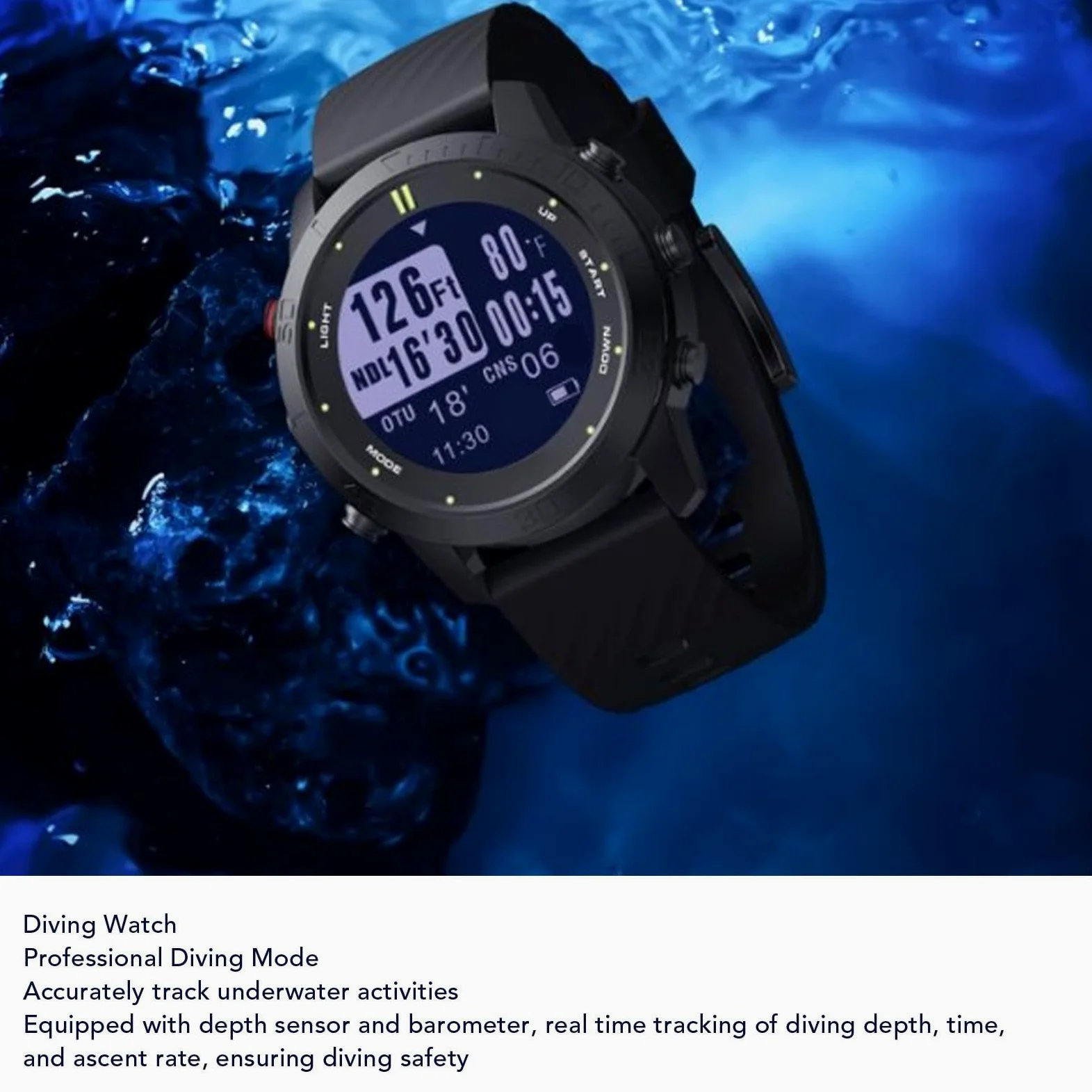 Reloj de Buceo con Ordenador Resistente Al Agua hasta 100 M con Seguimiento de Actividad para Entusiastas del Buceo y el Fitness, Pantalla de 1,18 Pulgadas