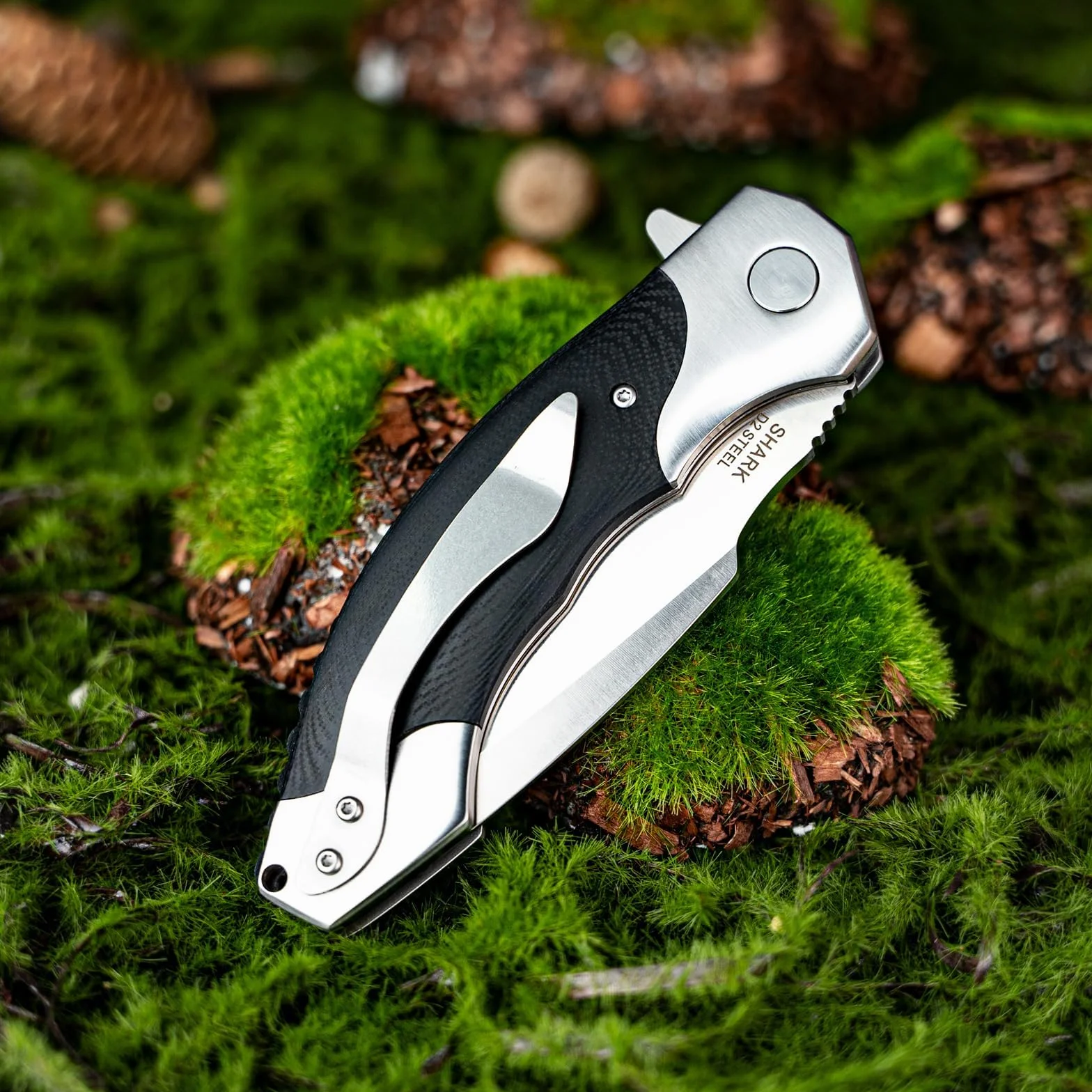 NedFoss Afilada navaja plegable, navaja de bolsillo con clip, cierre de forro seguro, Cuchillo de una mano de acero d2, adecuada para camping, Adecuado para camping, senderismo