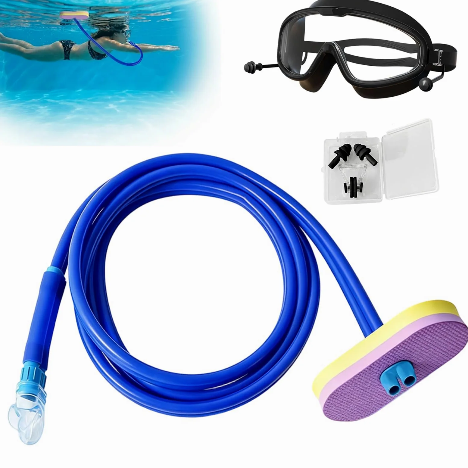 Tubo de esnórquel de buceo, respirador seco completo con cabeza flotante, tubo de respiración doble extendido para adultos, ideal para deportes acuáticos y aventuras al aire libre