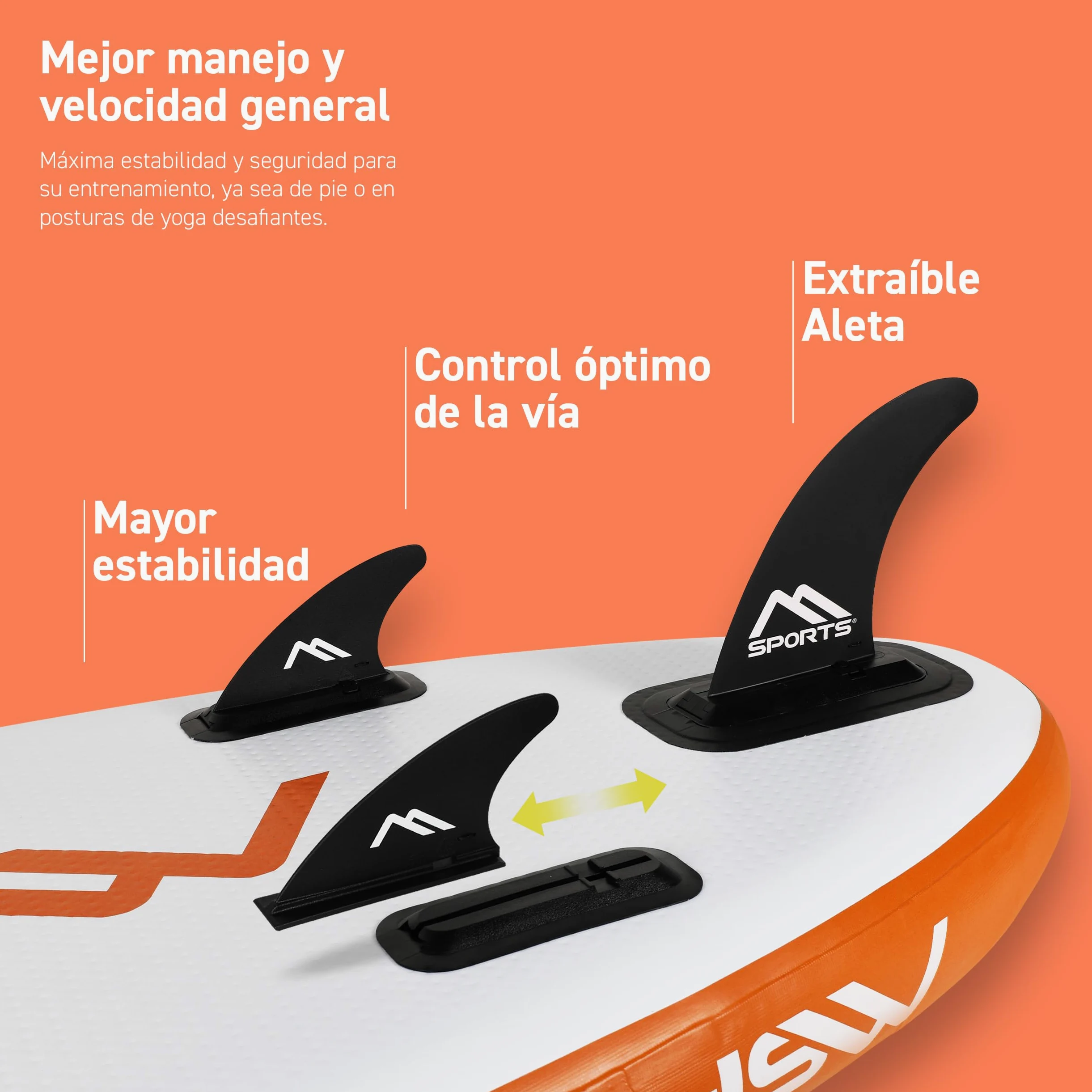 MSPORTS SUP - Tabla de surf de remo hinchable, accesorios completos, remo ajustable, bomba de alta calidad + 2 bastones de remo + bolsa impermeable para smartphone + bolsa multifunción