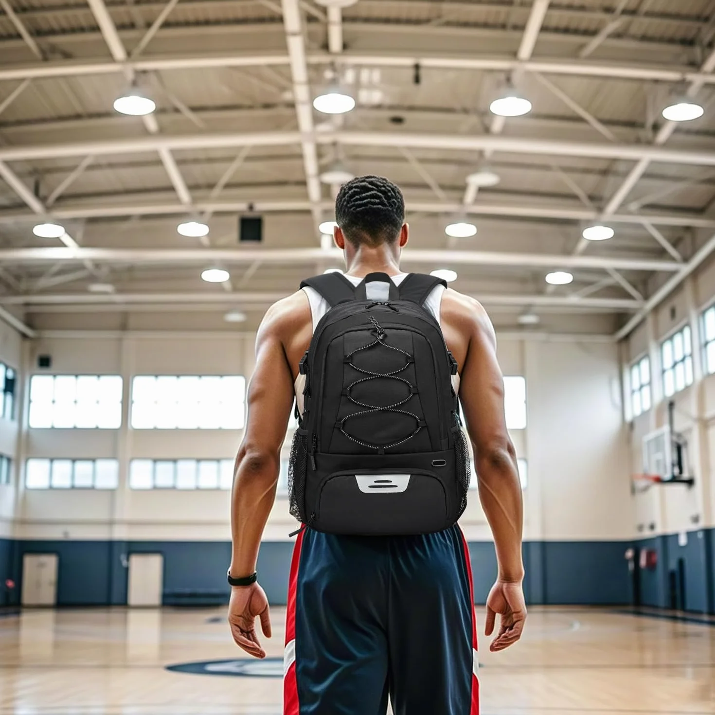 Bolsa de Baloncesto Mochila de Fútbol con Soporte para Pelota y Compartimento para Zapatos