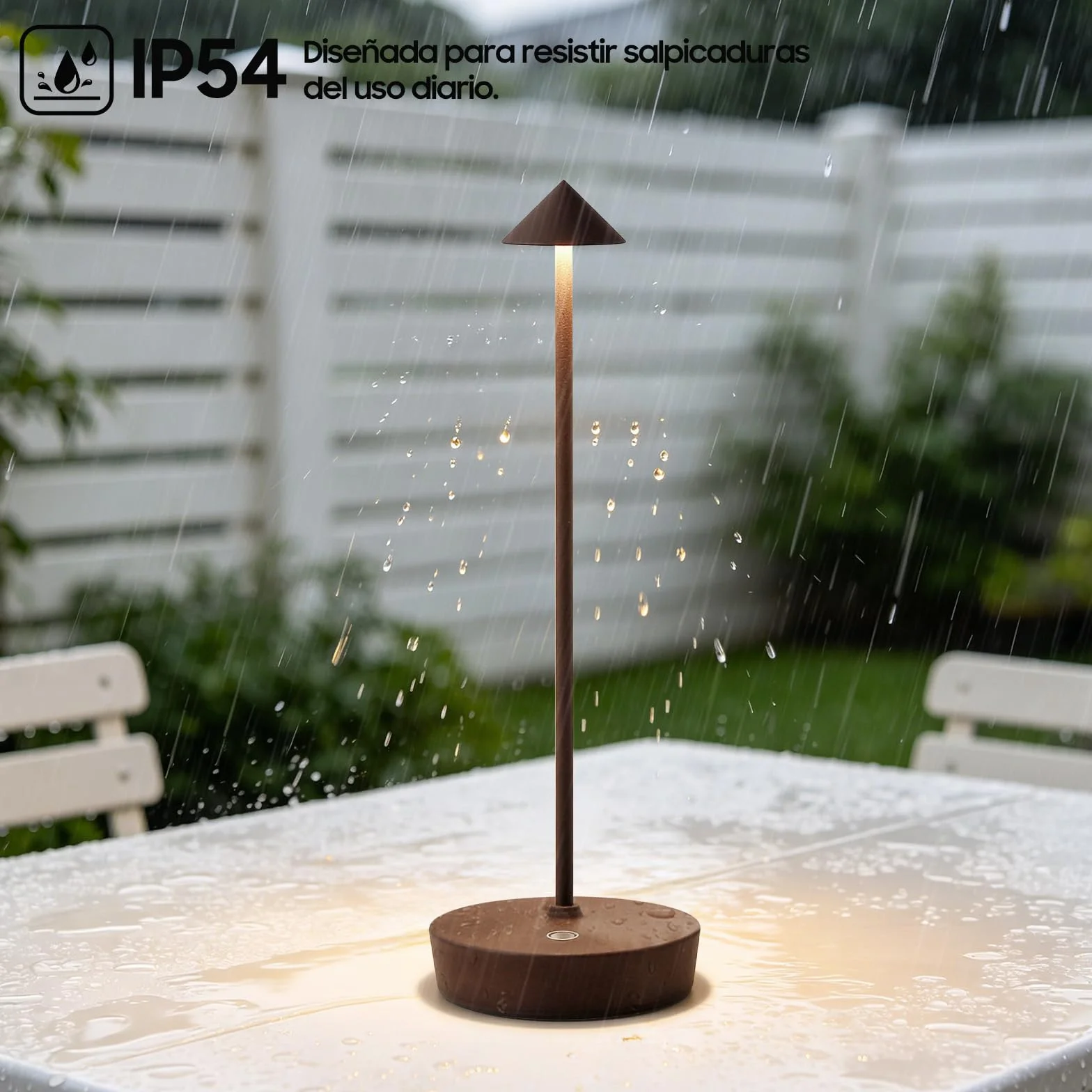 Lámpara de Mesa LED Recargable 6000mAh IP54 3 Modos de Luz Brillo Regulable Táctil