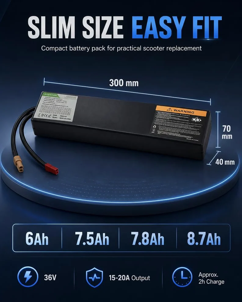 Batería de Scooter eléctrico de 36 V 6AH / 7.5AH / 7.8AH / 8.7AH Batería de Scooter eléctrico Reemplazo de batería de Accesorio para Scooter Incorporado,36v,8.7AH