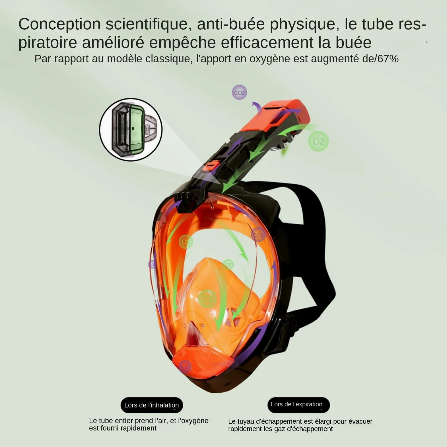 Máscara de Buceo Integral | Máscara de Snorkel con Vista Panorámica,Equipo de Respiración Automático de Drenaje para Buzos y Viajeros