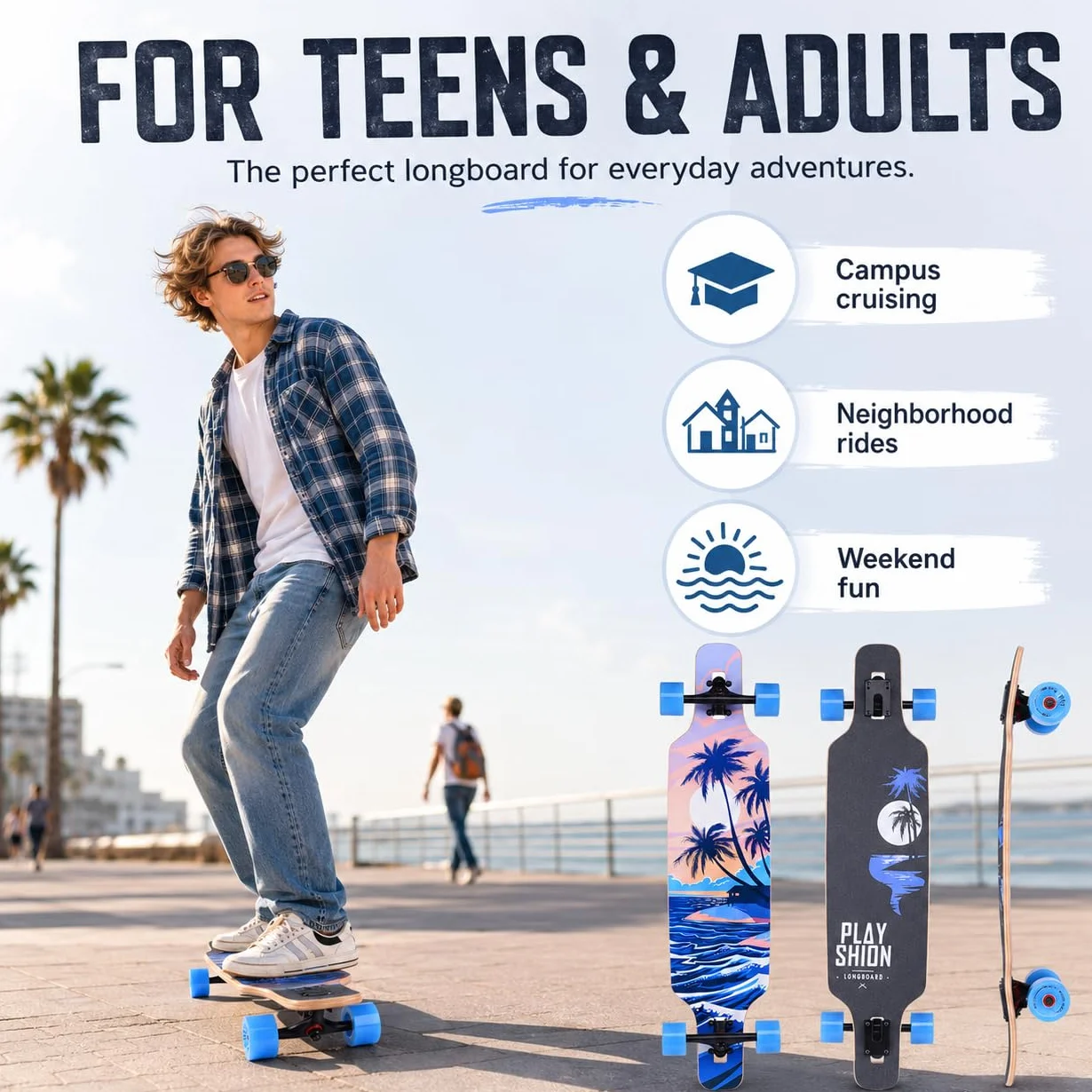 Playshion Longboard 39 Pulgadas Drop Through ABEC-11