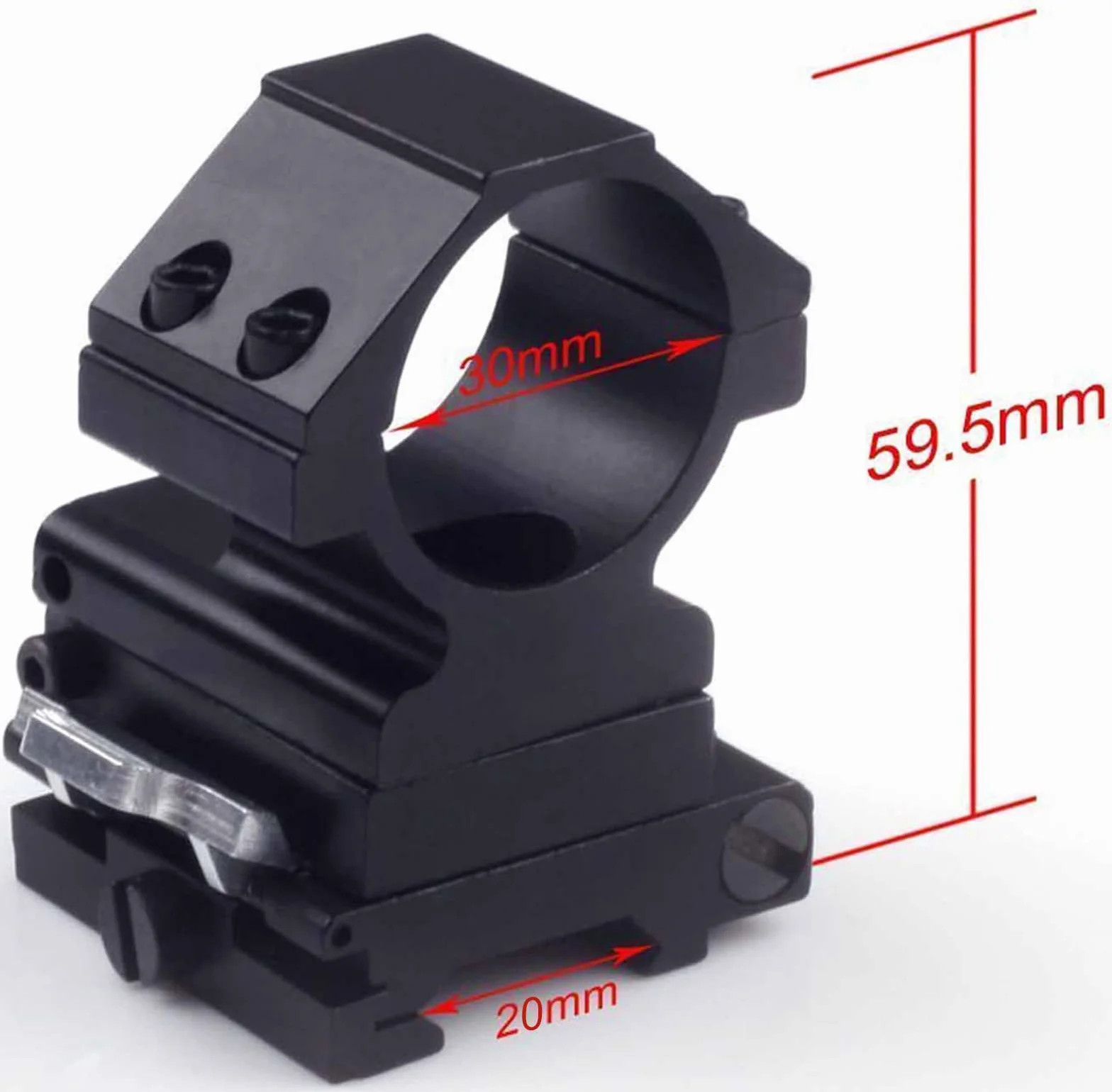 3X - Lupa de Alcance con Vista abatible a un Lado, desmontaje rápido, Compatible con riel Picatinny Weaver de 20 mm
