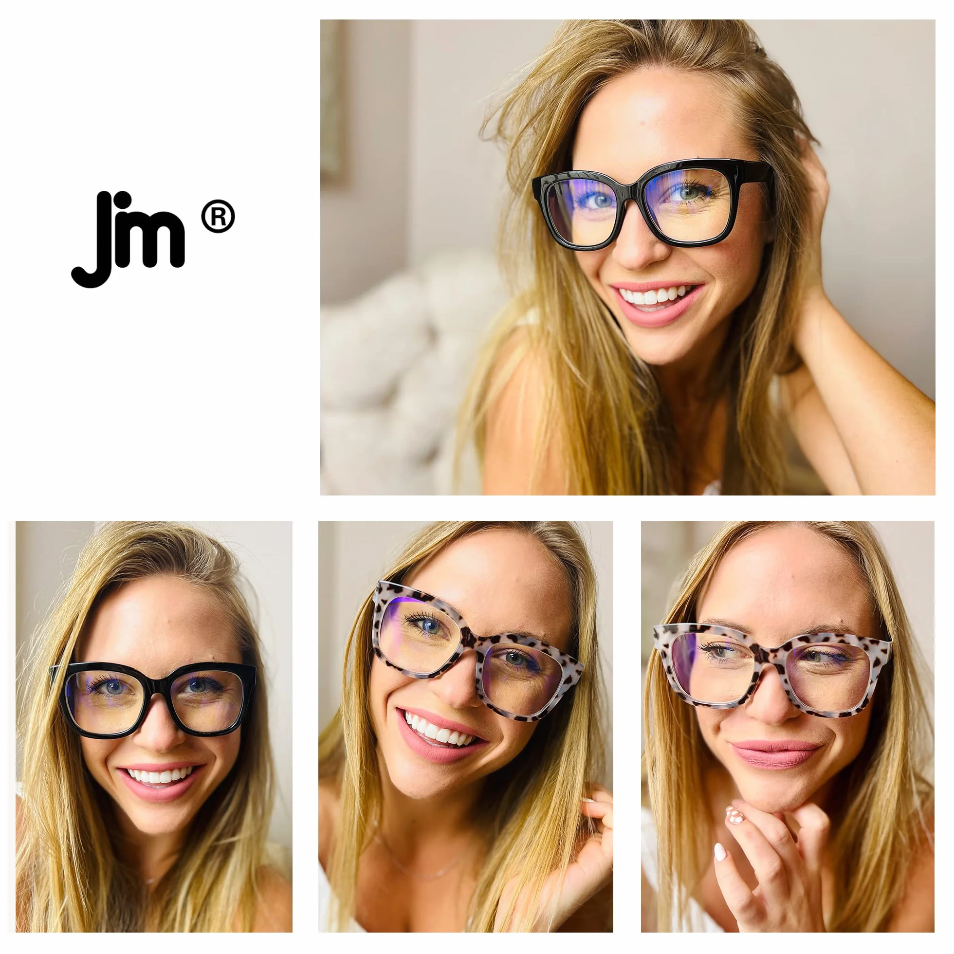 JM Gafas de Lectura Cuadrados Bloqueo Luz Azul Mujeres Hombres Paquete 3