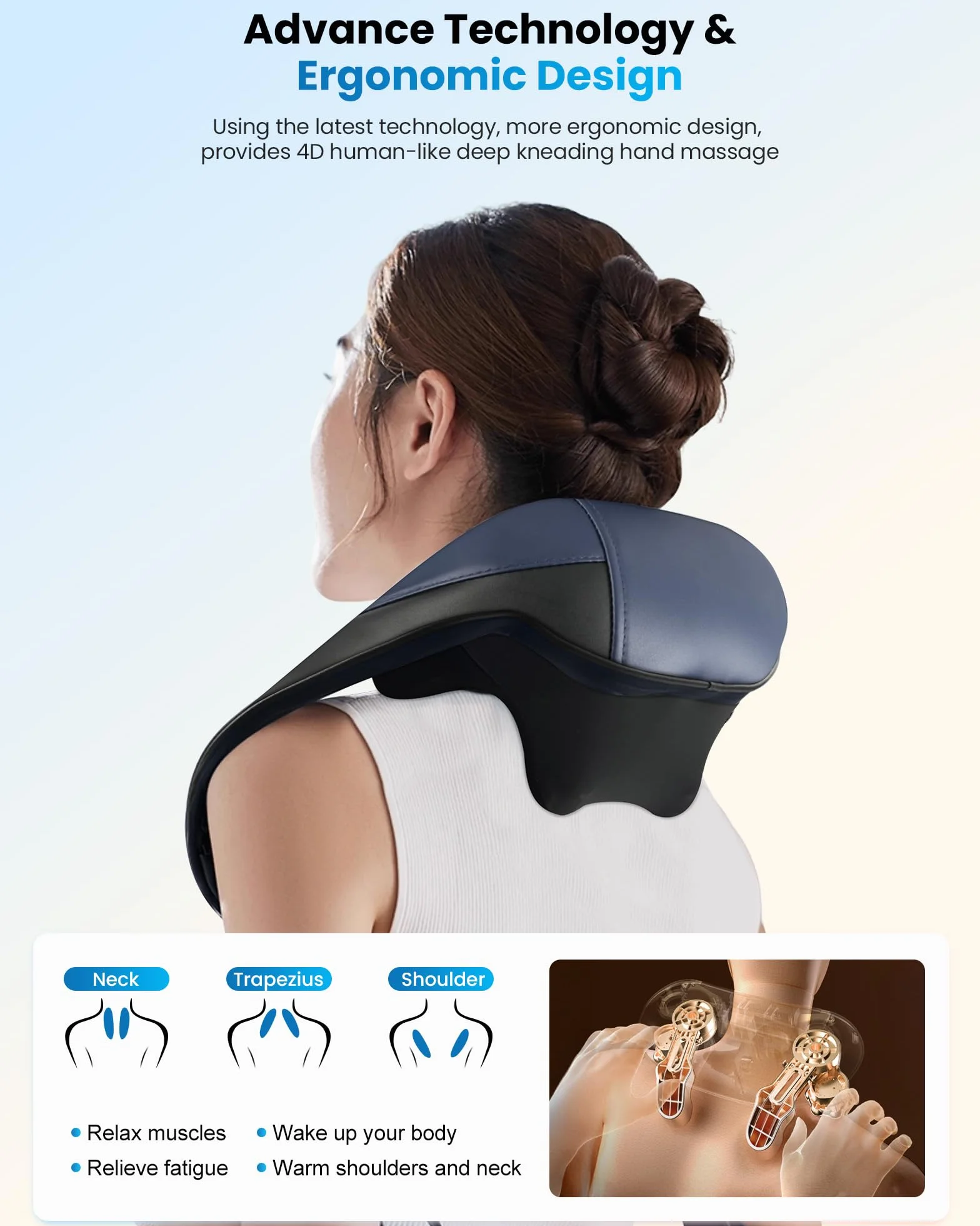 COMFIER Masajeador Cervical Shiatsu con Calor, Inalámbrico, Calentamiento Grafeno, Cojín Masaje 4D Amasamiento, Regalo