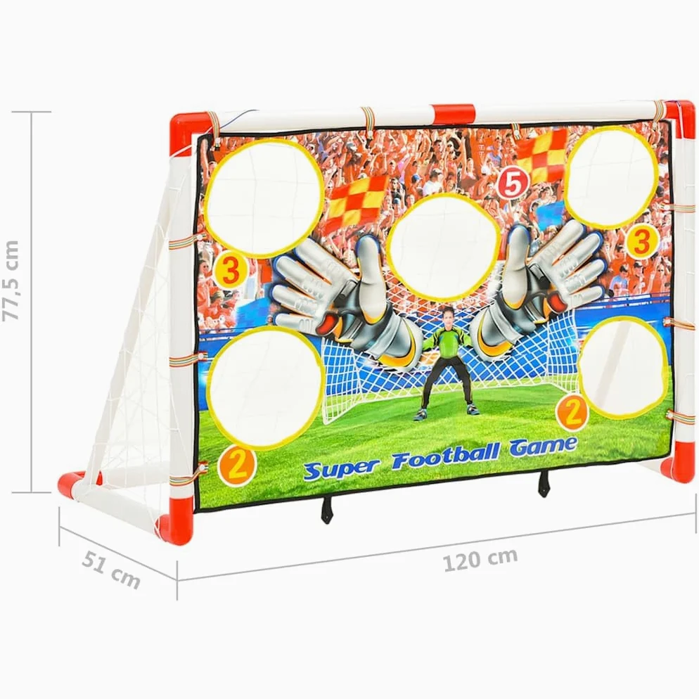 Juego de portería de fútbol con portería de 120 x 51 x 77,5 cm, plegable con red, bomba, pelota, estacas, resistente a la intemperie para niños, jóvenes, ocio en el jardín, parque, pasillo