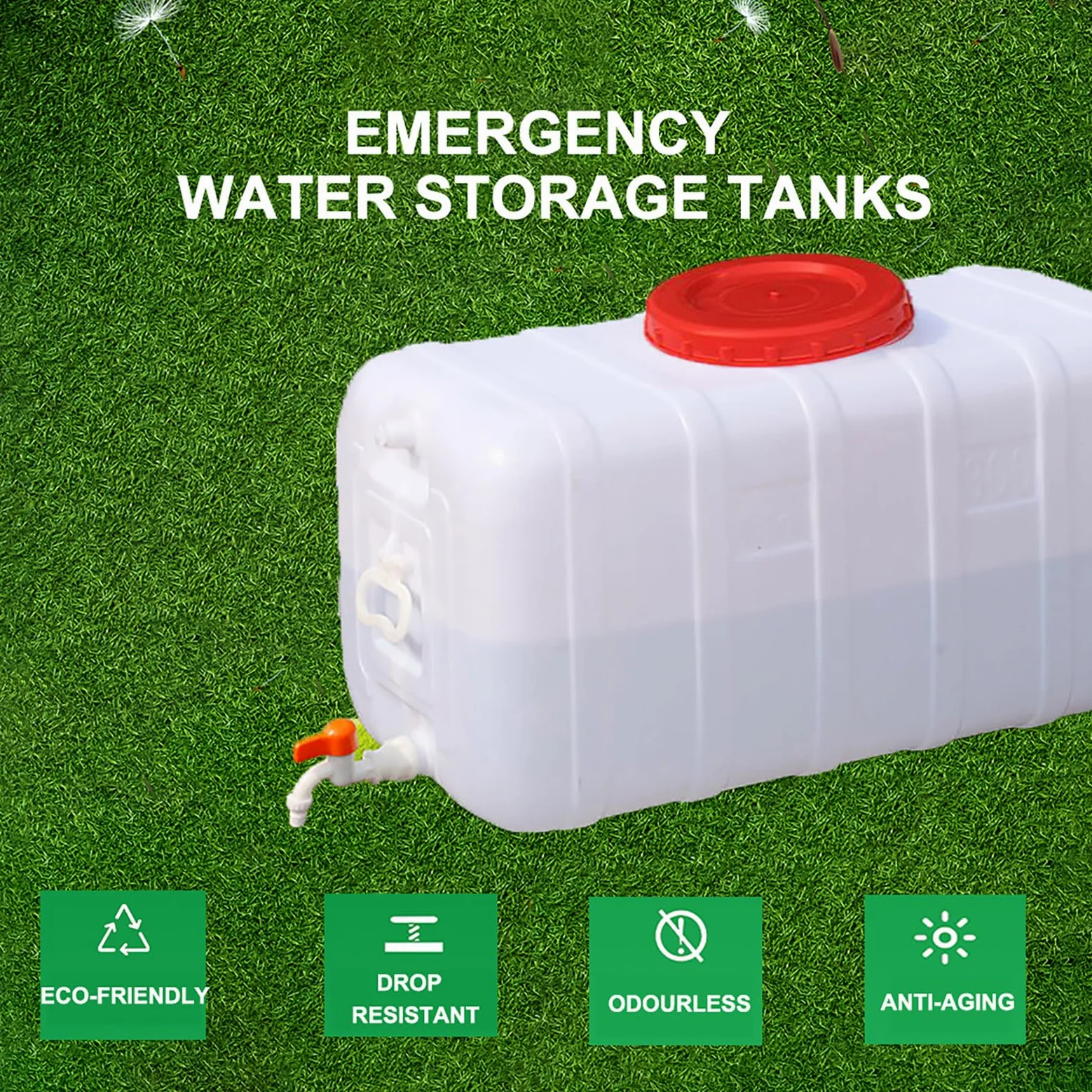 Portátil Bidón para Agua con Grifo Contenedor De Agua Almacenamiento De Gruesa PláStico Camping Viajes Automóvil Caravanas De Calidad Alimentaria(Size:110L/30gallon)