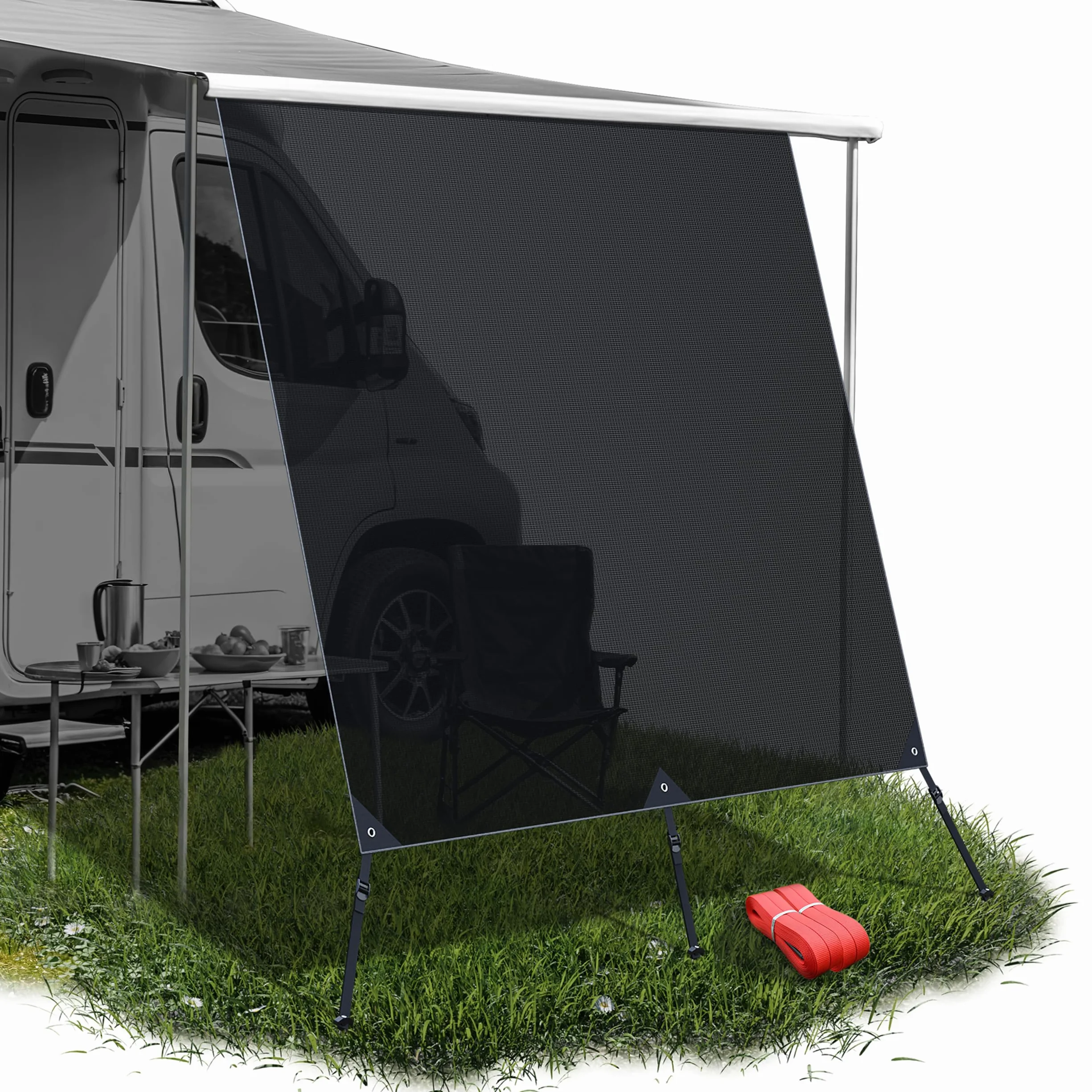 LAINFELD Toldo de Refuerzo de 2,4 x 2,0 m, protección Solar para autocaravanas, toldo Apto para Thule Omnistor, Barra de Refuerzo para Accesorios