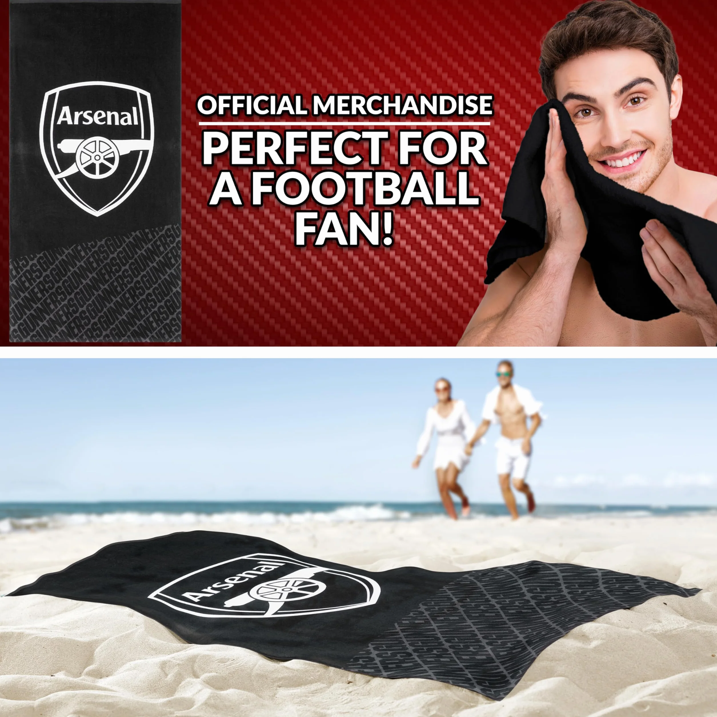 Arsenal F.C. Toalla de algodón 100% secado rápido escudo fútbol 137 cm
