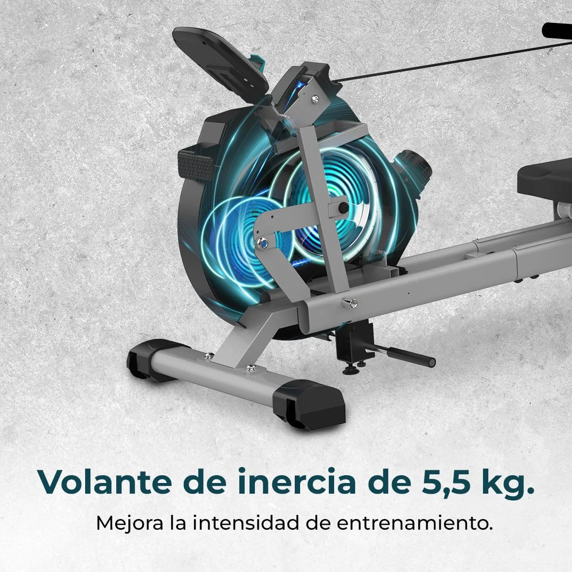 Cecotec Máquina de remo DrumFit Rower, Resistencia Magnética, 10 Niveles, Volante de Inercia, Deslizamiento Silencioso, Display LCD, Diseño compacto y Ruedas