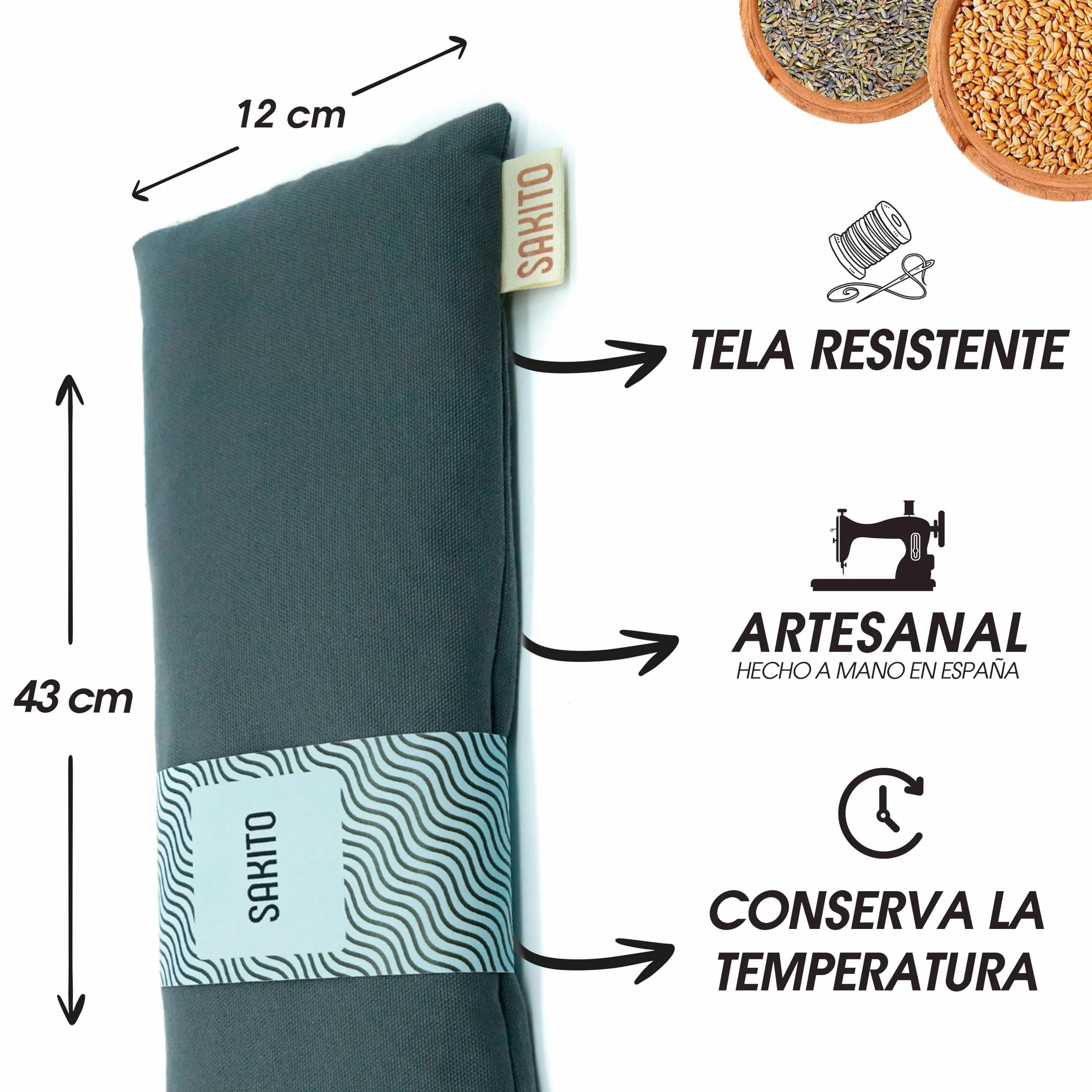 Saco Térmico Microondas 43x12 cm Alivio Dolor Cervical Lumbar Menstrual Calor Frío Retención Calor Lavanda