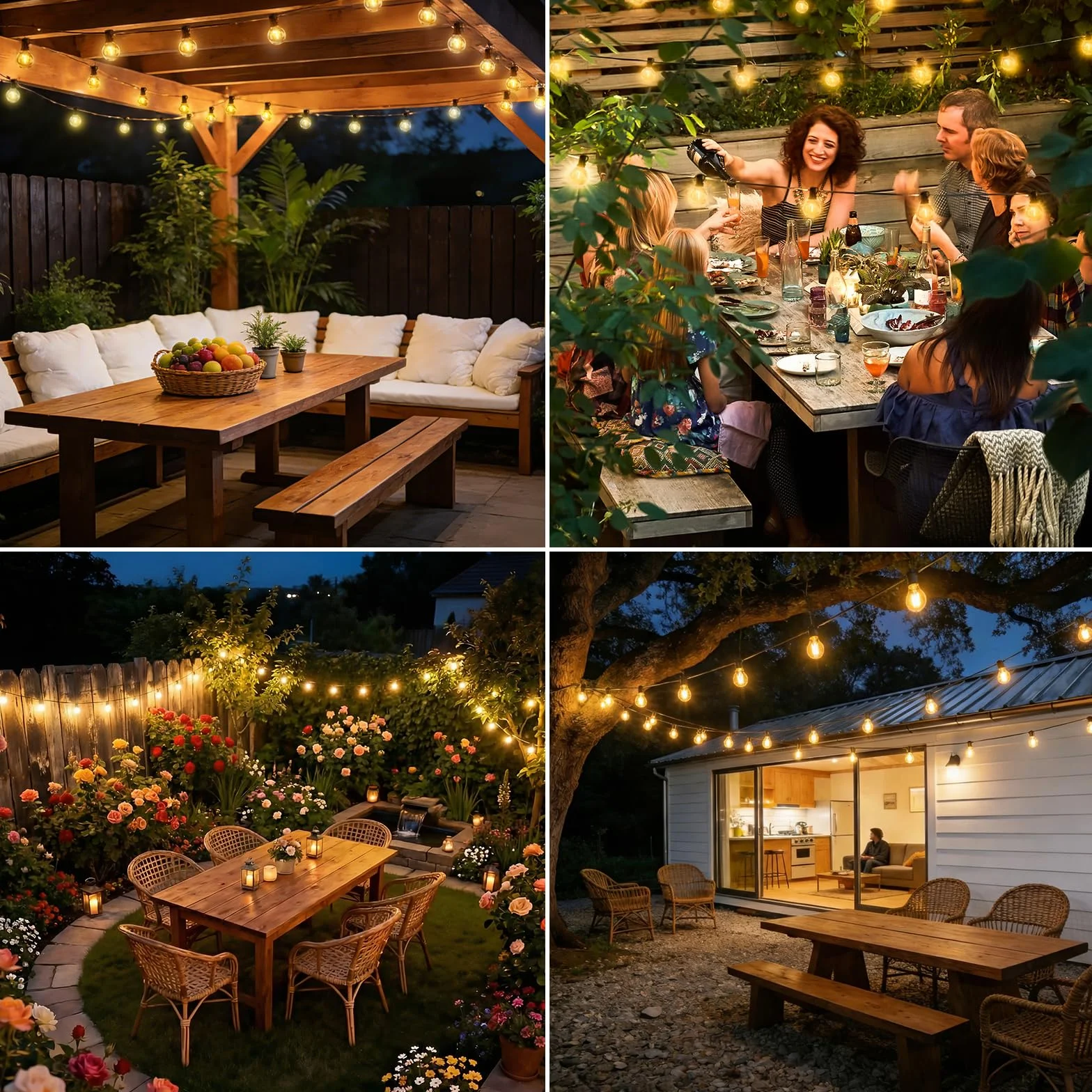 btfarm Guirnaldas Luces Exterior Solar Mando a Distancia 5M 10+1 G40 Bombillas LED Impermeable 8 Modos Blanco Cálido