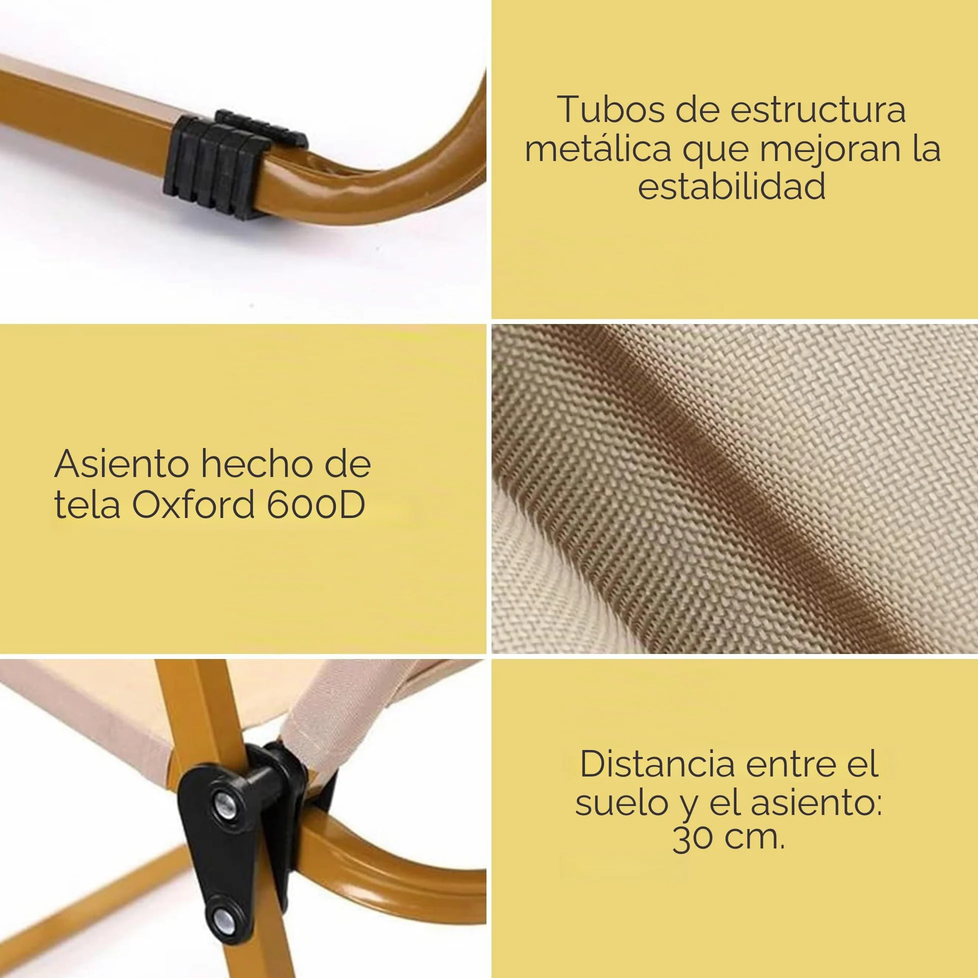 MAGIC SELECT 2 Ud Silla Camping Plegable Aluminio | Silla Picnic Metálica, Para Playa, Glamping, Jardín, Barbacoa, Para Viajes, Excursión, Río, Cualquier Terreno, 75x45x47cm