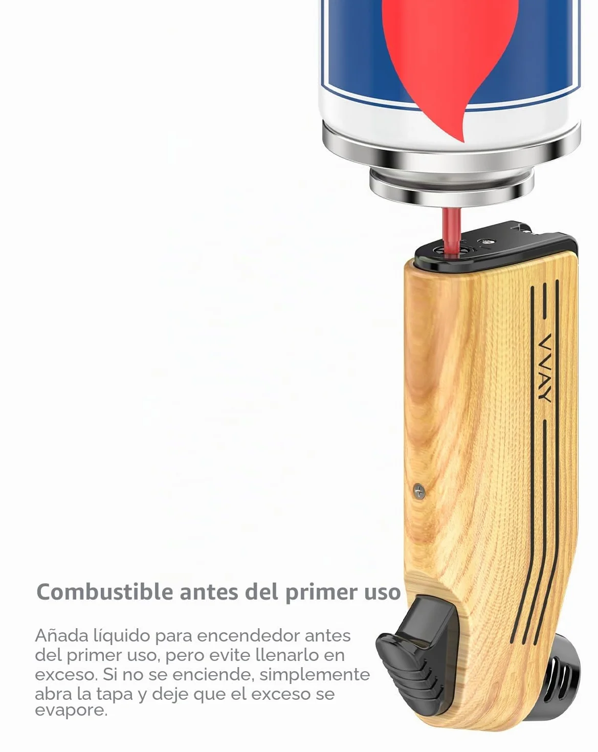 Mechero para Pipa con Llama Lateral, Gas Recargable