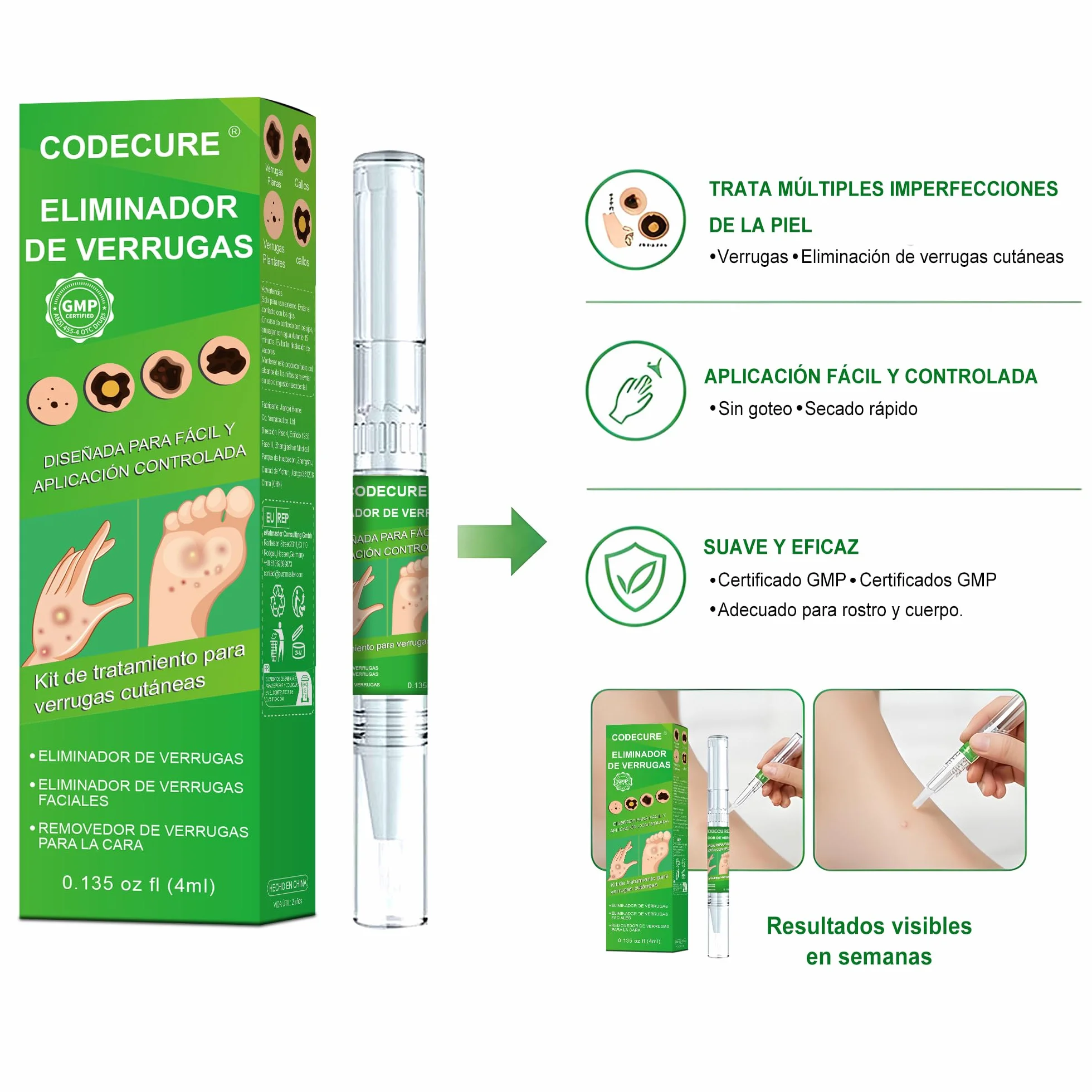 Kit para eliminar verrugas de 4 ml, eficaz para rostro, cuerpo y manos