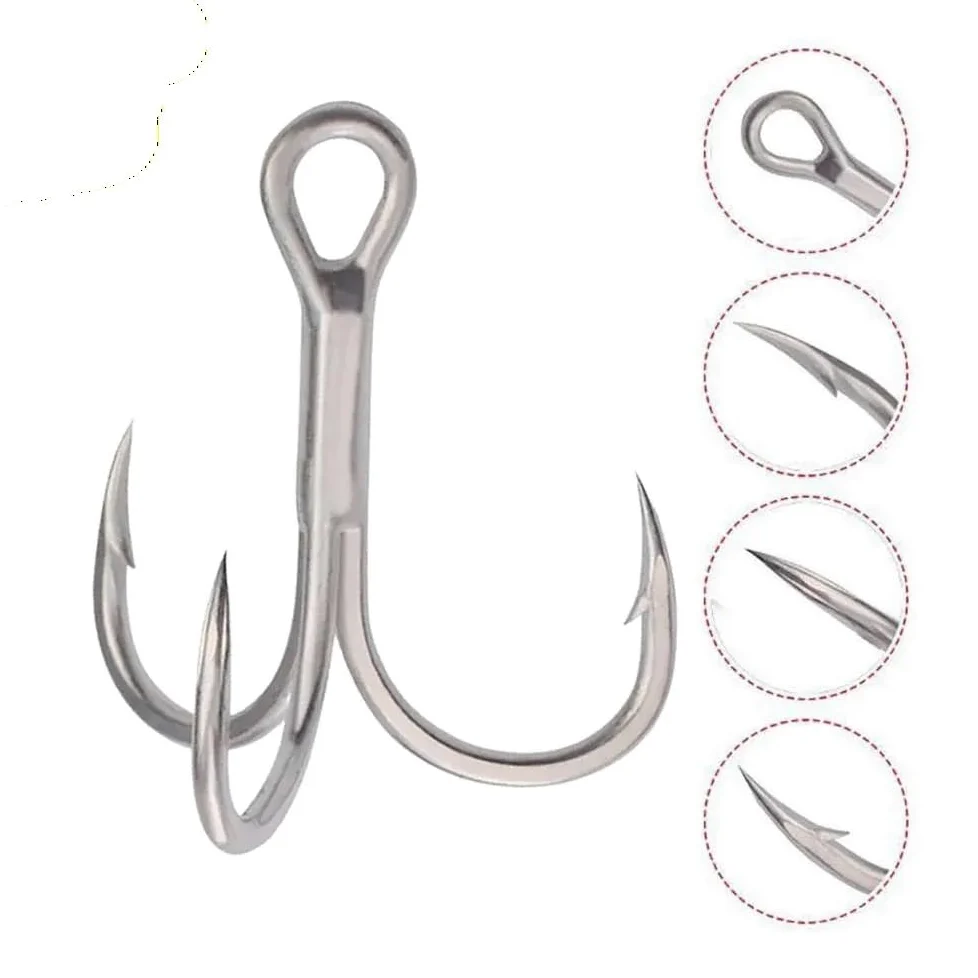 100 Uds anzuelos triples 4X Anzuelo de Pesca Fuerte Brabed Sharp Triple mar anzuelos de Pesca anzuelos de Asistencia