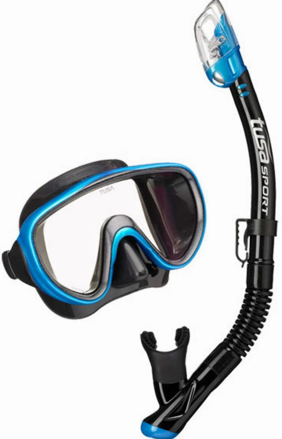 Tusa Sport Serene Dive Mask and Snorkel Set Adult Black Series (UC1625) Black/Fishtail Blue