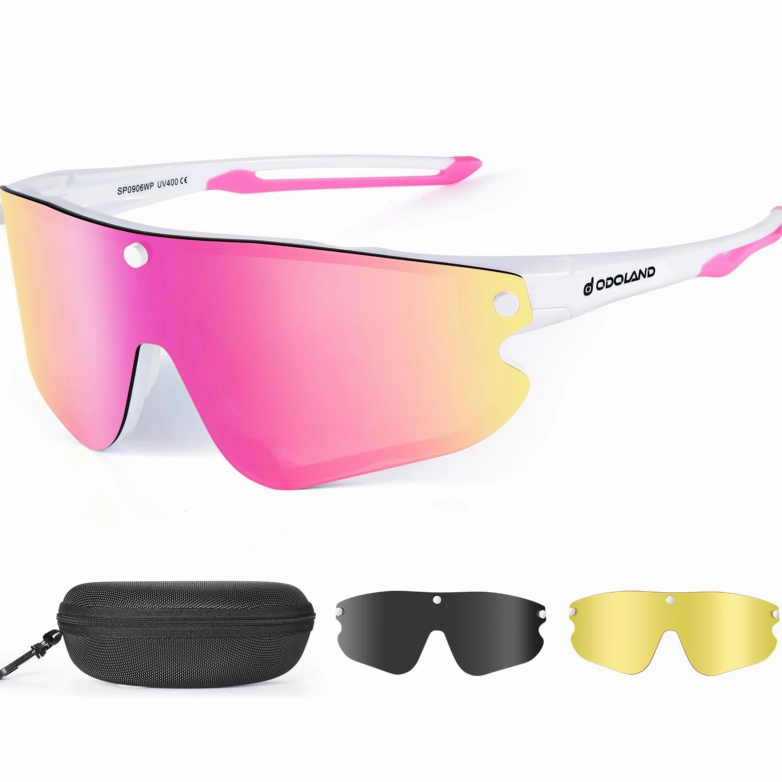 Odoland Gafas de Sol Deportivas Magnéticas Gafas de Sol Polarizadas con Lente Polarizada Reemplazable para Hombres Mujeres Adultos Correr Gafas de Sol Protección UV400