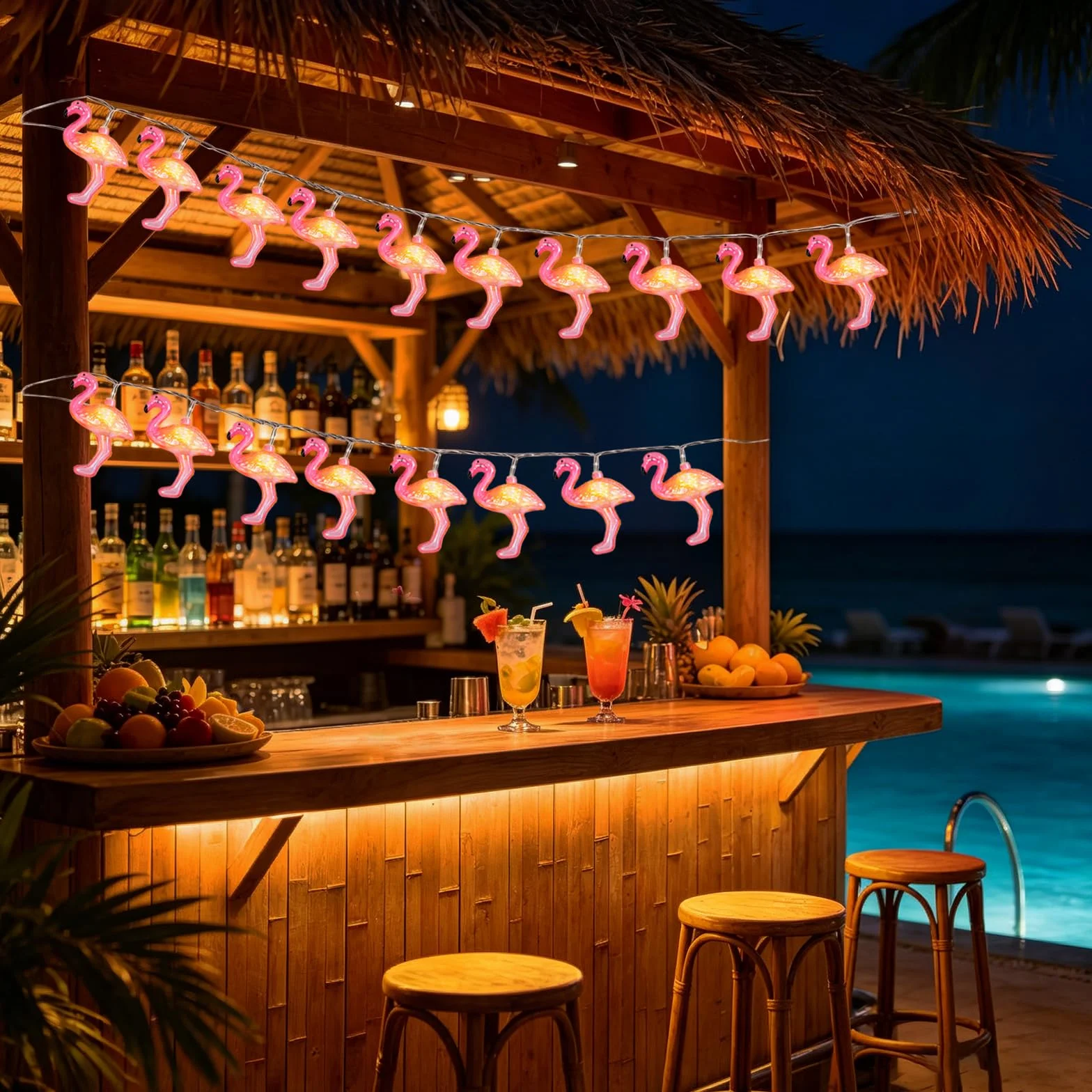 Guirnalda de Luces Flamenco 3m 20 LED Cadena Luminosa para Fiestas Hawaianas