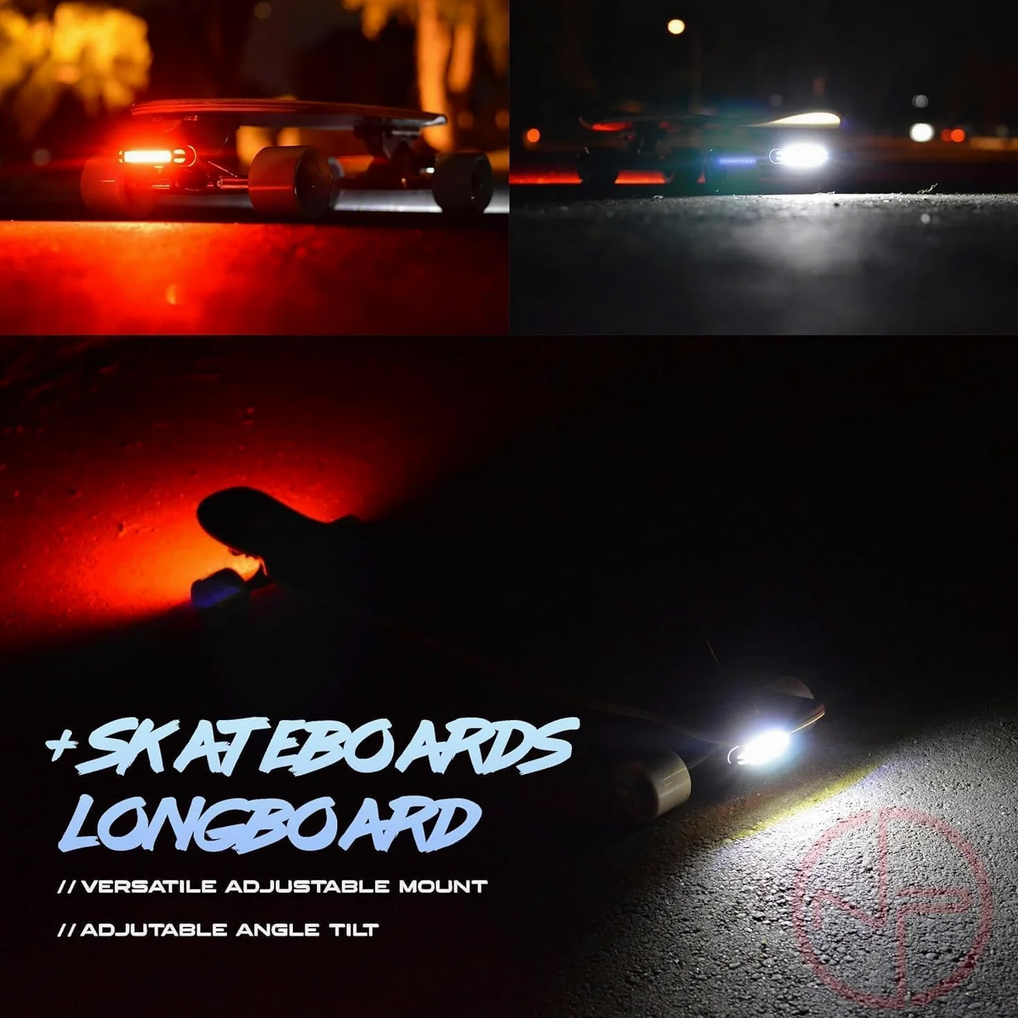 Night Provision - Juego de luces para bicicleta delanteras y traseras recargables con USB-C, para faros delanteros, luces traseras y traseras, la mejor seguridad para monopatín, longboards, carretera