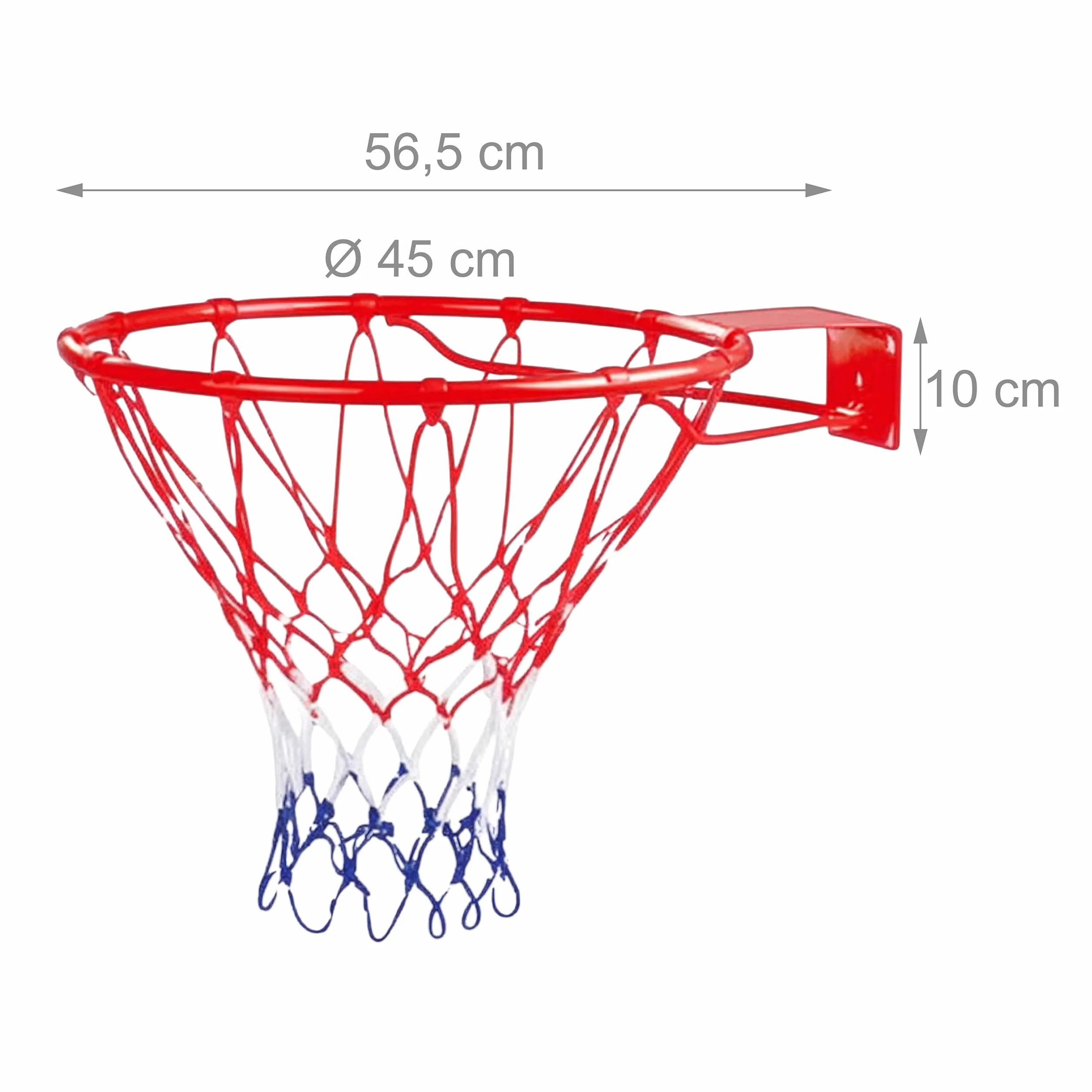 Canasta de Baloncesto Relaxdays para Montaje en Pared, con Red y Tornillos, Apta para Exteriores, Ø: 45 cm.