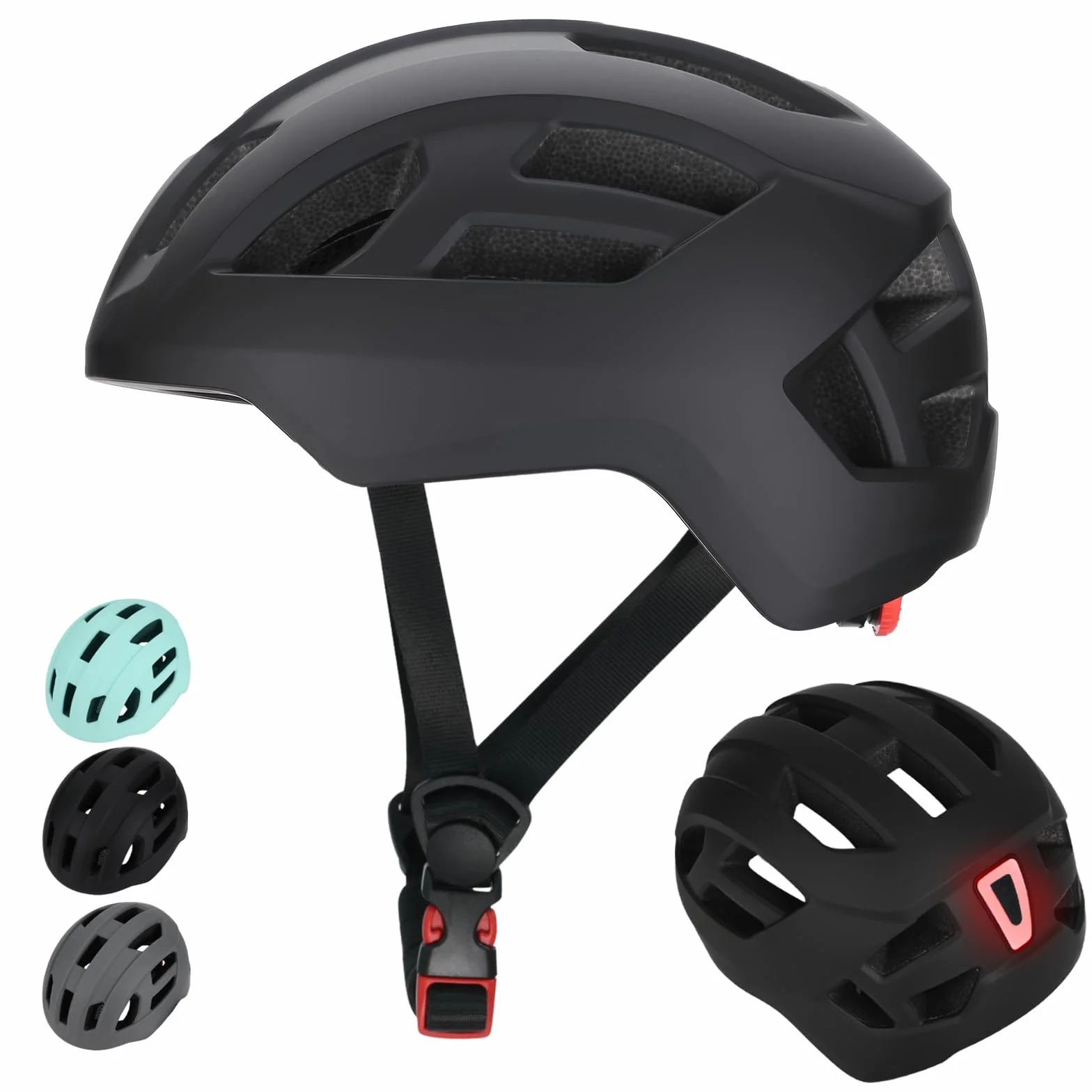 Casco de Bicicleta con luz Trasera para niños niñas y Adolescentes, luz Trasera Recargable de Seguridad, Ligeros y Talla Ajustables Cascos Infantil para múltiples Deportes